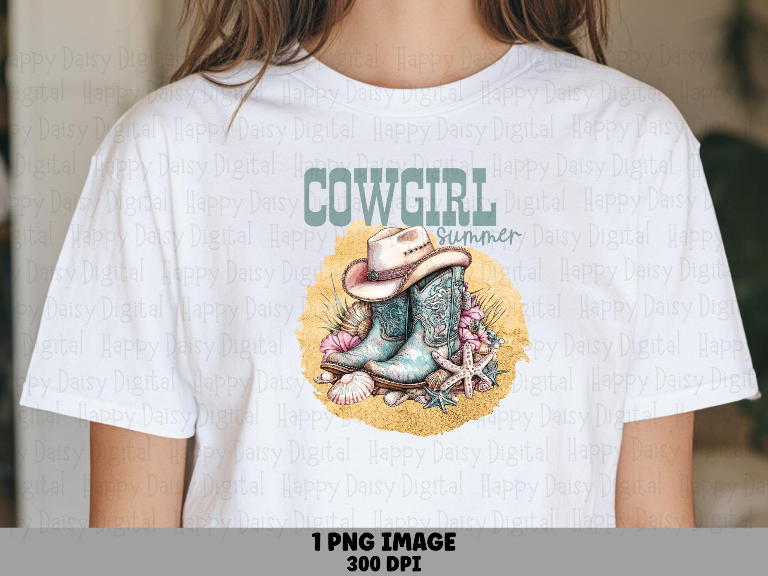 Cowgirl Summer Beach Boots PNG | Sublimation Commercial Use POD