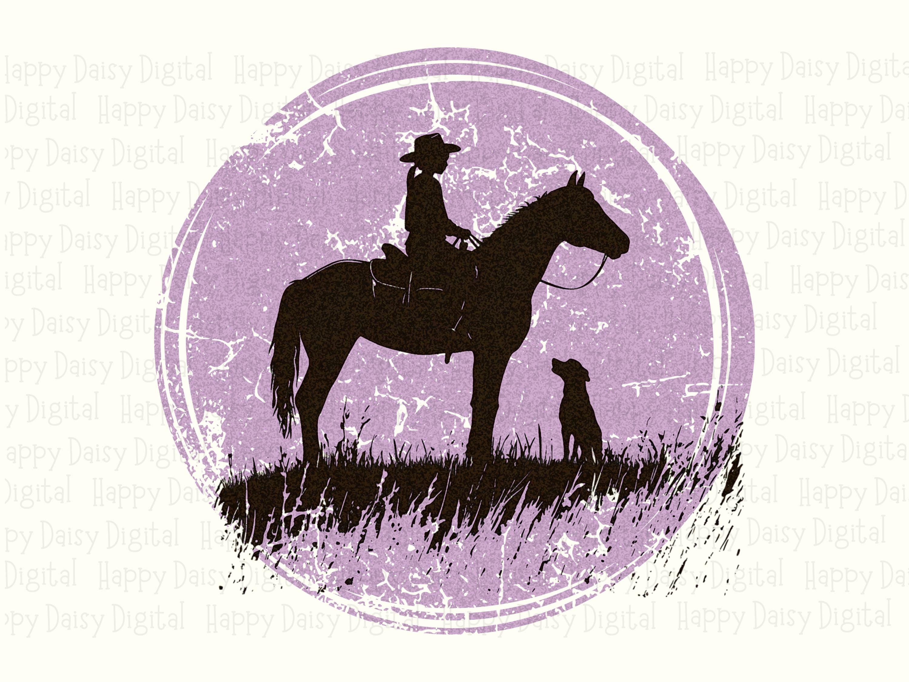Purple Silhouette Rider And Dog PNG | Sublimation Commercial Use POD - Image 2