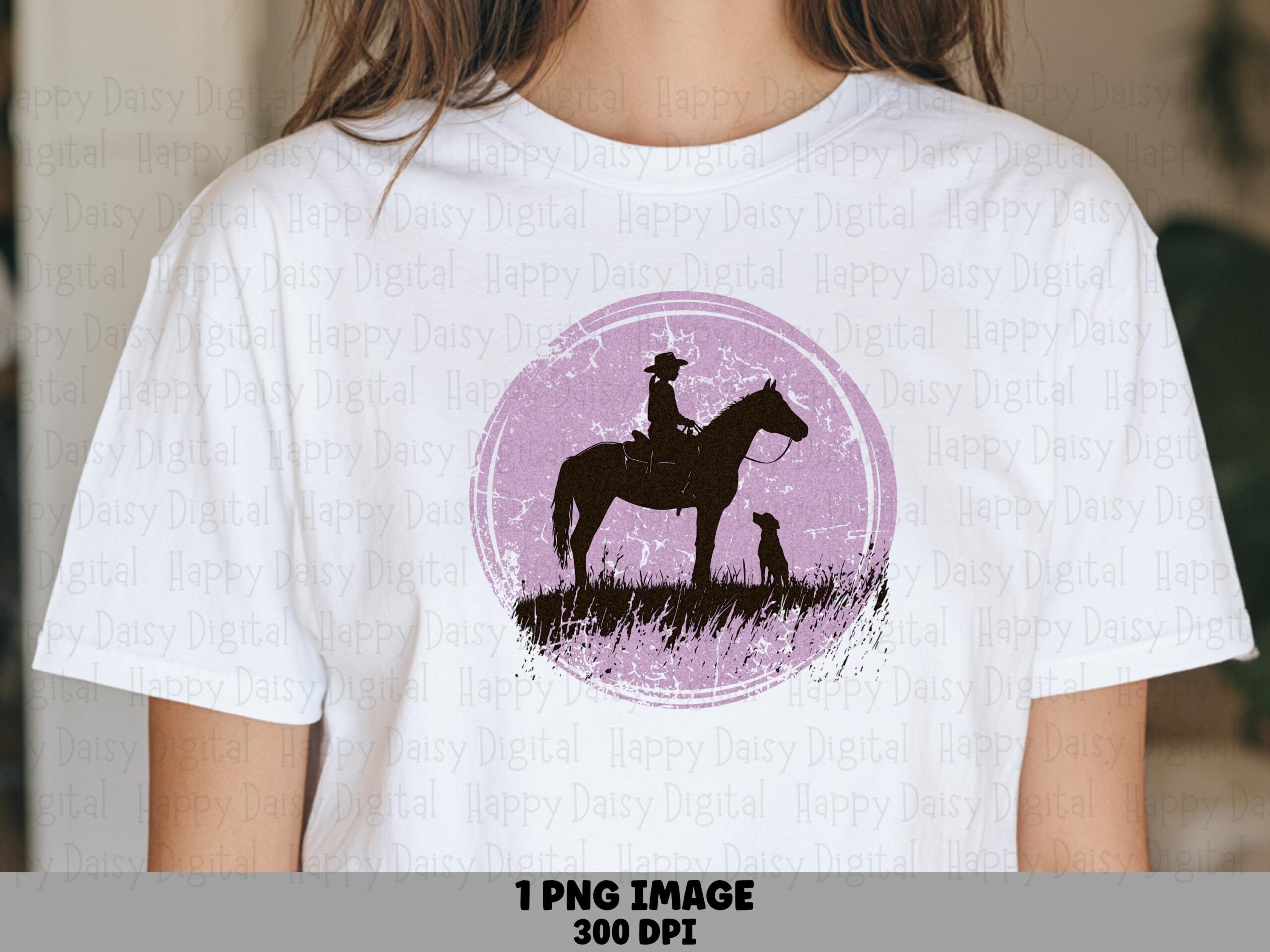 Purple Silhouette Rider And Dog PNG | Sublimation Commercial Use POD