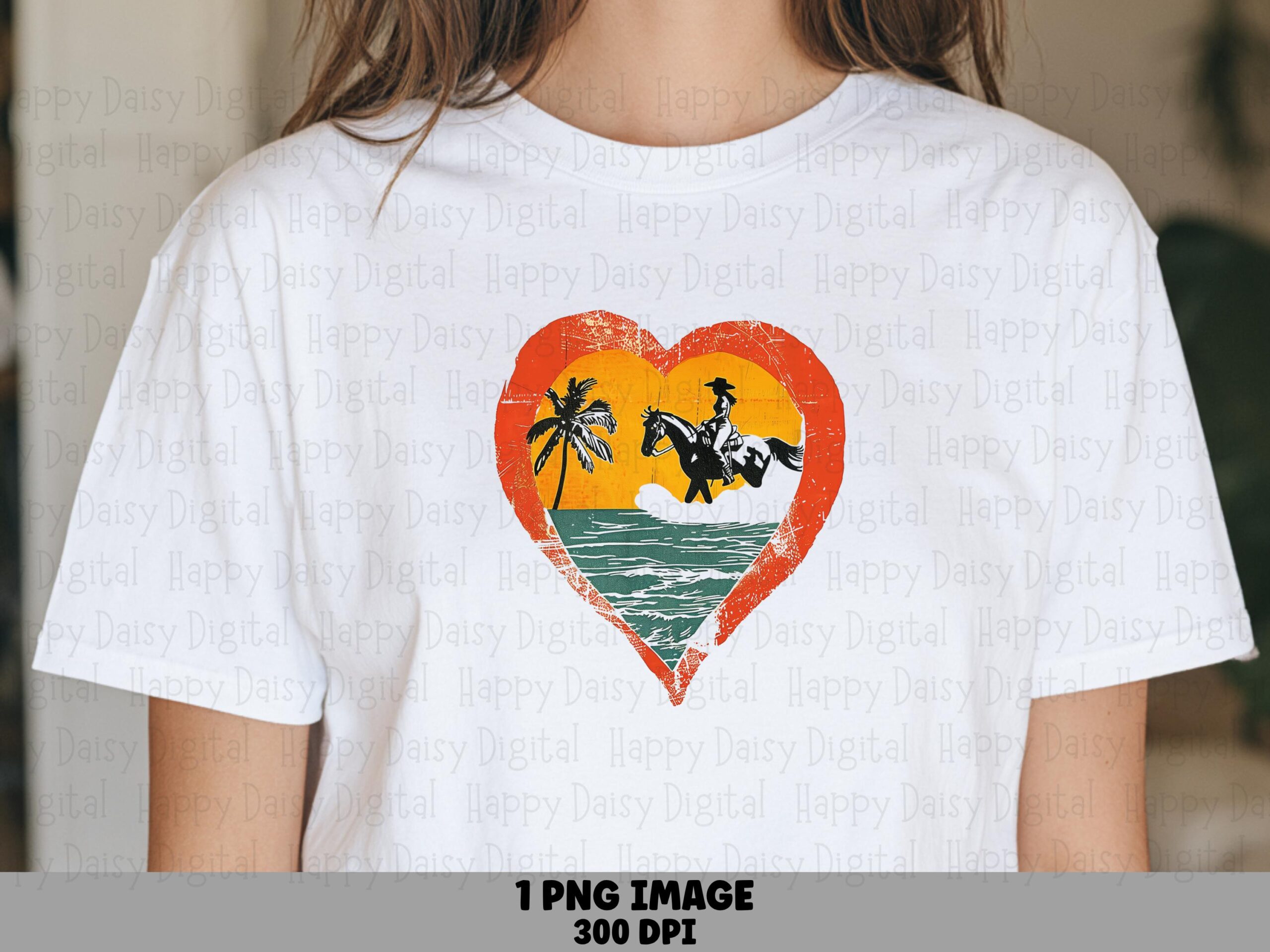 Beach Heart Cowboy Ride PNG | Sublimation Commercial Use POD
