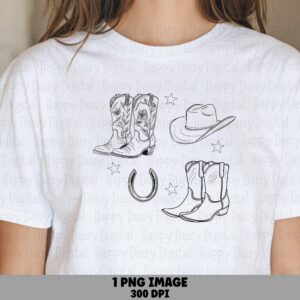 Boot And Horseshoe Sketch PNG | Sublimation Commercial Use POD