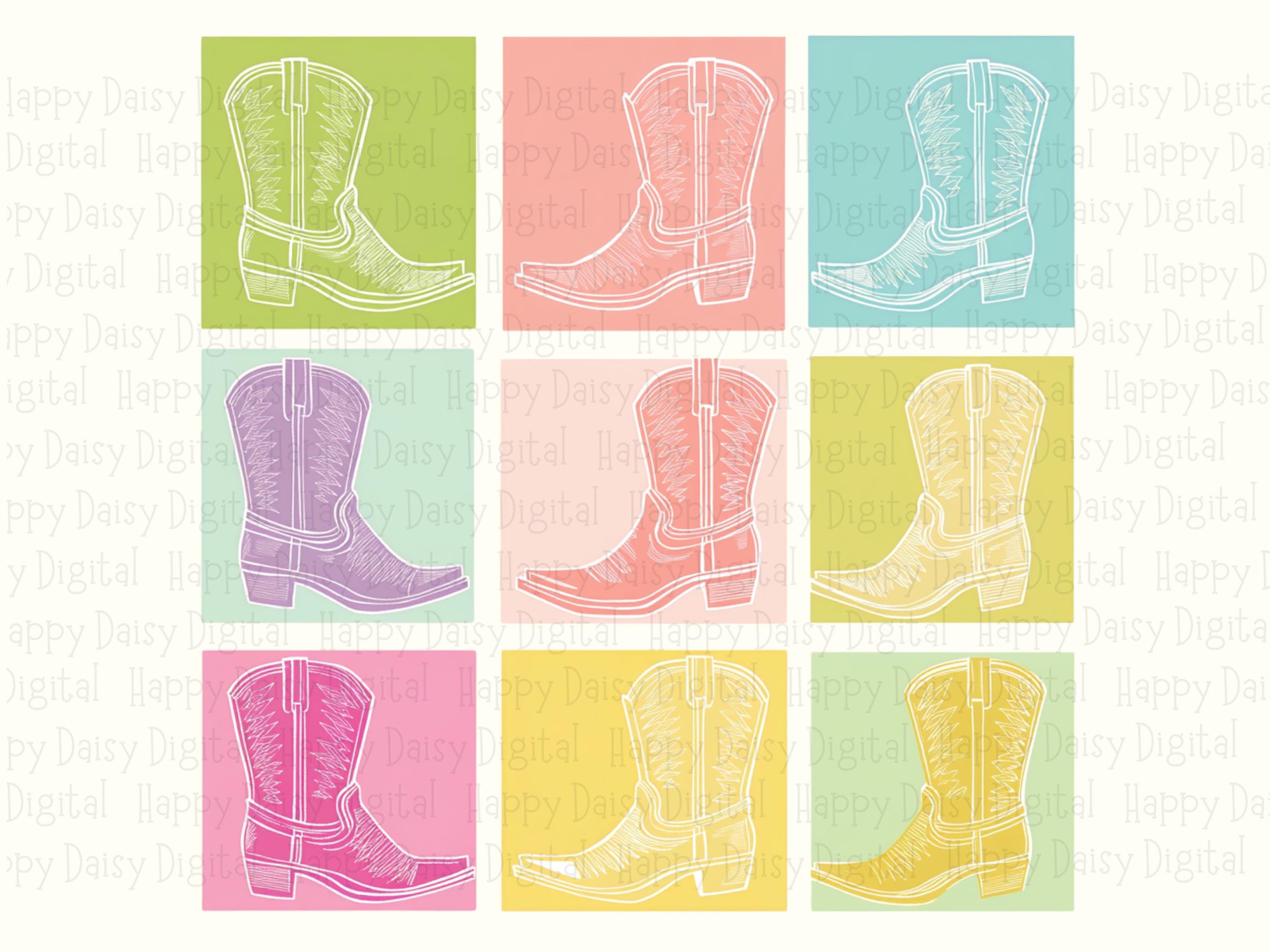 Pastel Pop Art Boots PNG | Sublimation Commercial Use POD - Image 2