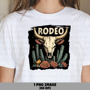 Rodeo Bull Skull Badge PNG | Sublimation Commercial Use POD