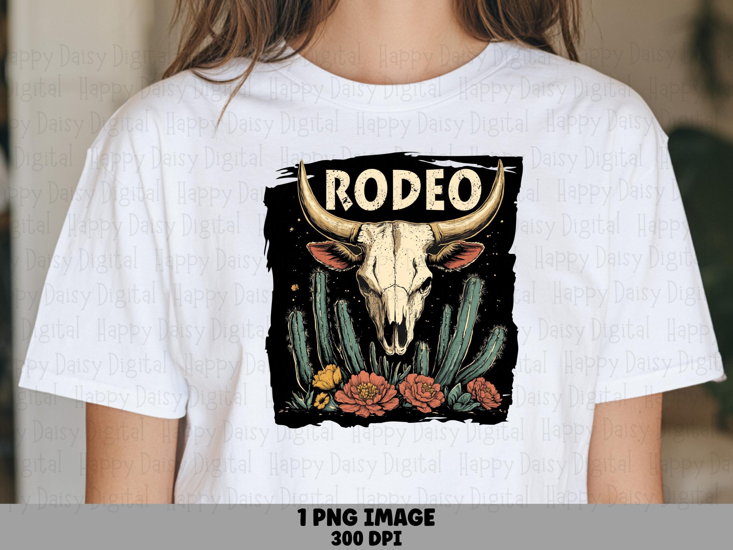 Rodeo Bull Skull Badge PNG | Sublimation Commercial Use POD