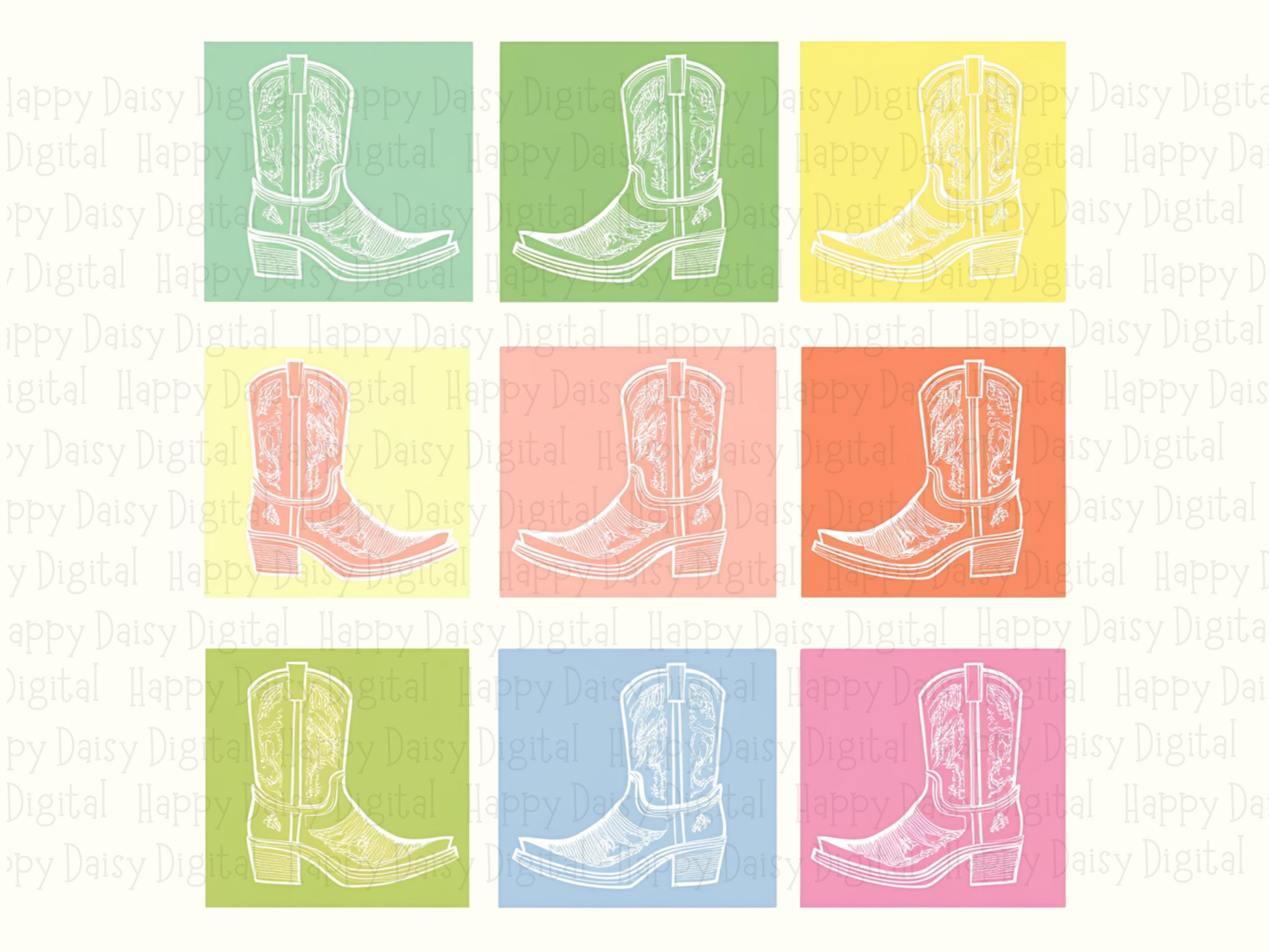 Retro Boot Grid PNG | Sublimation Commercial Use POD - Image 2