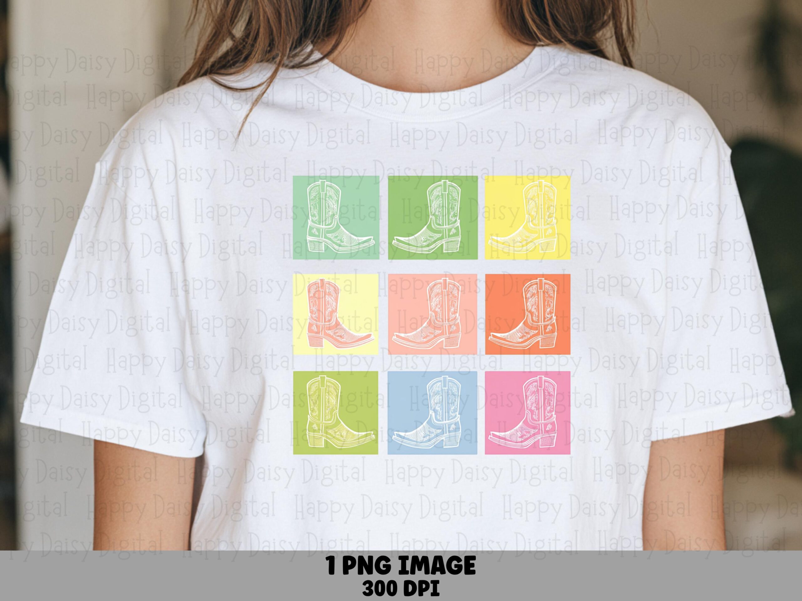 Retro Boot Grid PNG | Sublimation Commercial Use POD