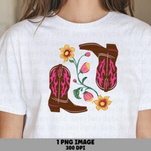 Wildflower Cowgirl Boots PNG | Sublimation Commercial Use POD
