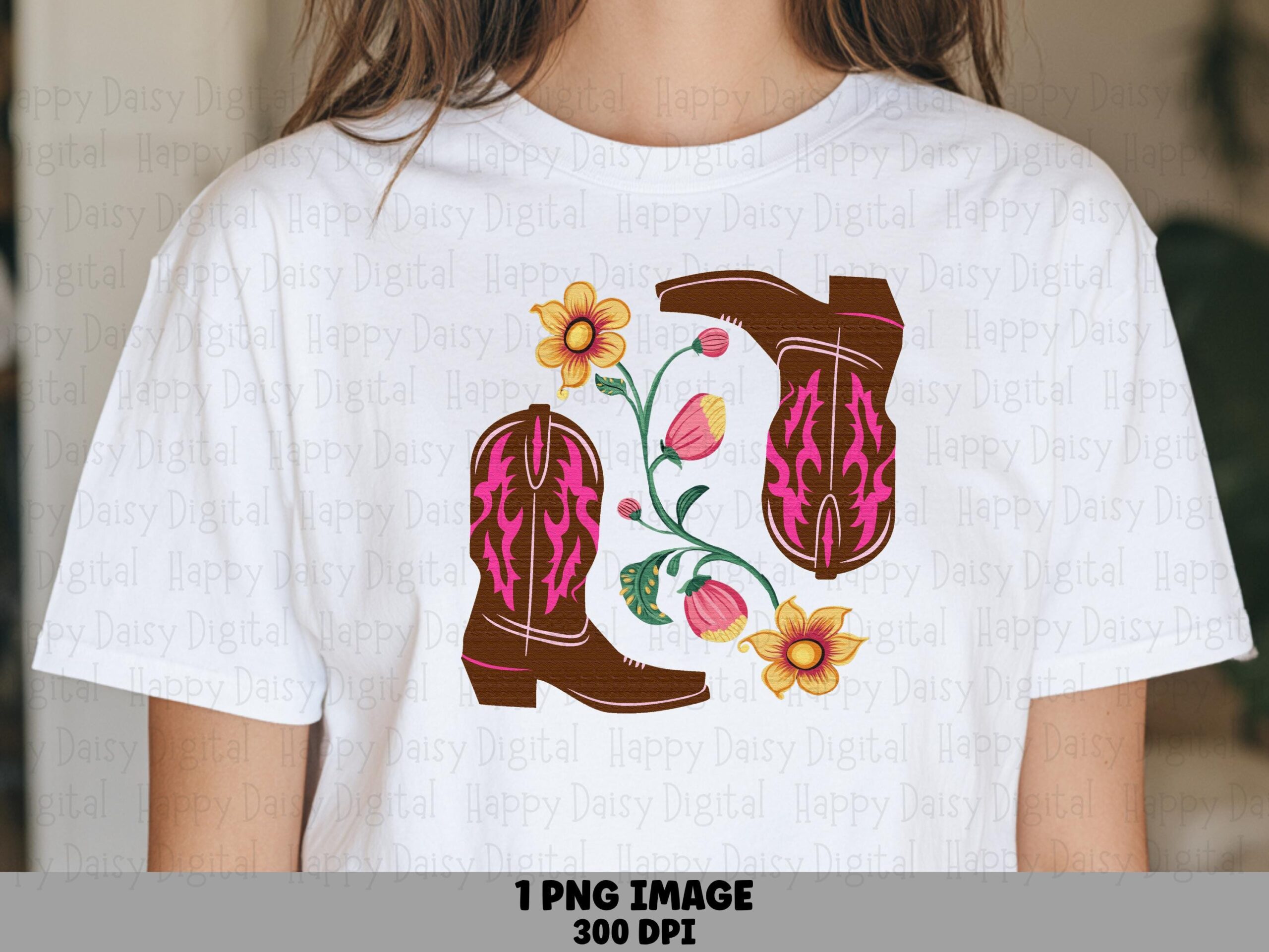 Wildflower Cowgirl Boots PNG | Sublimation Commercial Use POD