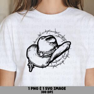 Barbed Wire Hat Wreath PNG SVG | Sublimation Commercial Use POD