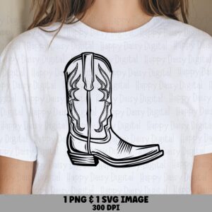 Ornate Boot Line Art PNG SVG | Sublimation Commercial Use POD