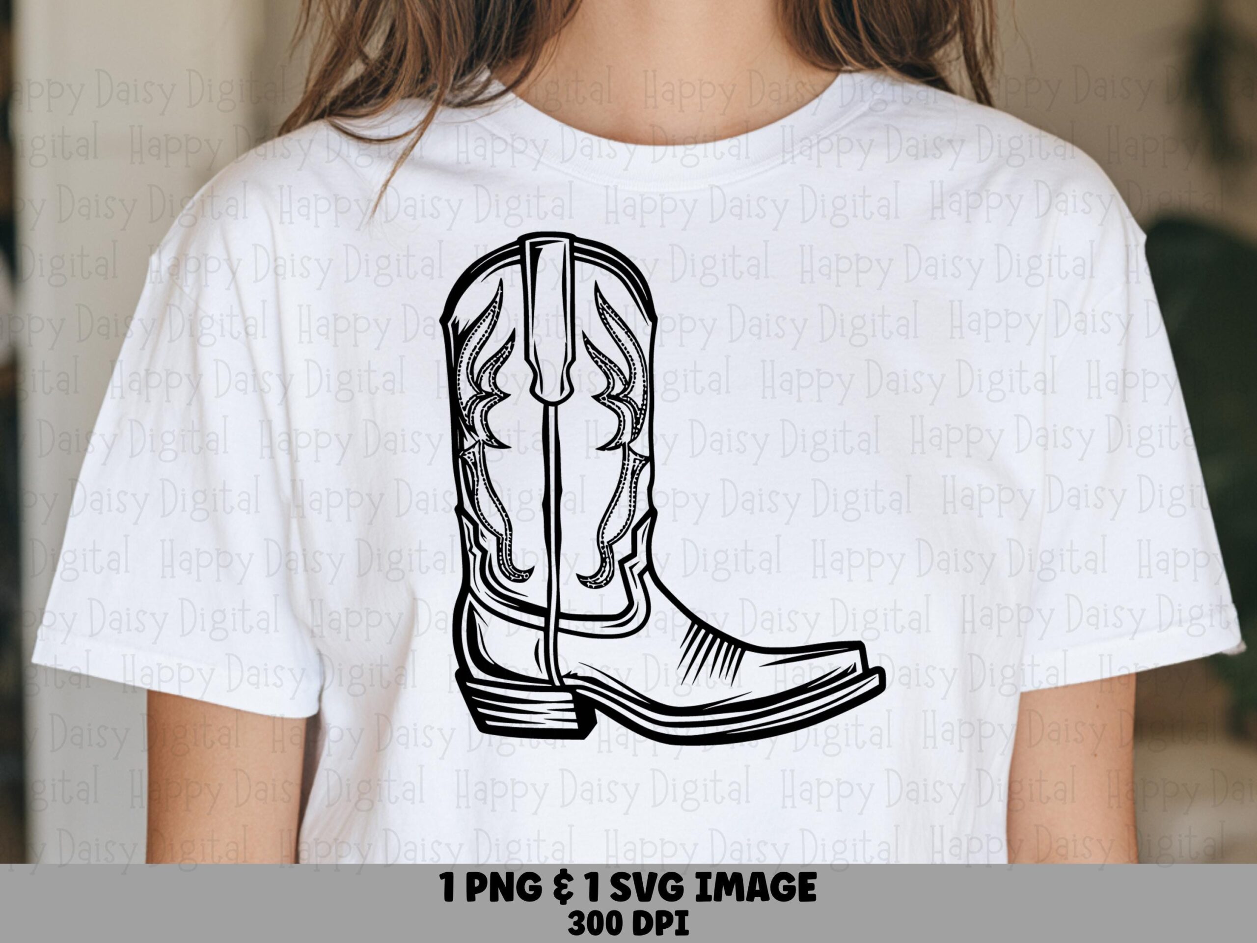 Ornate Boot Line Art PNG SVG | Sublimation Commercial Use POD