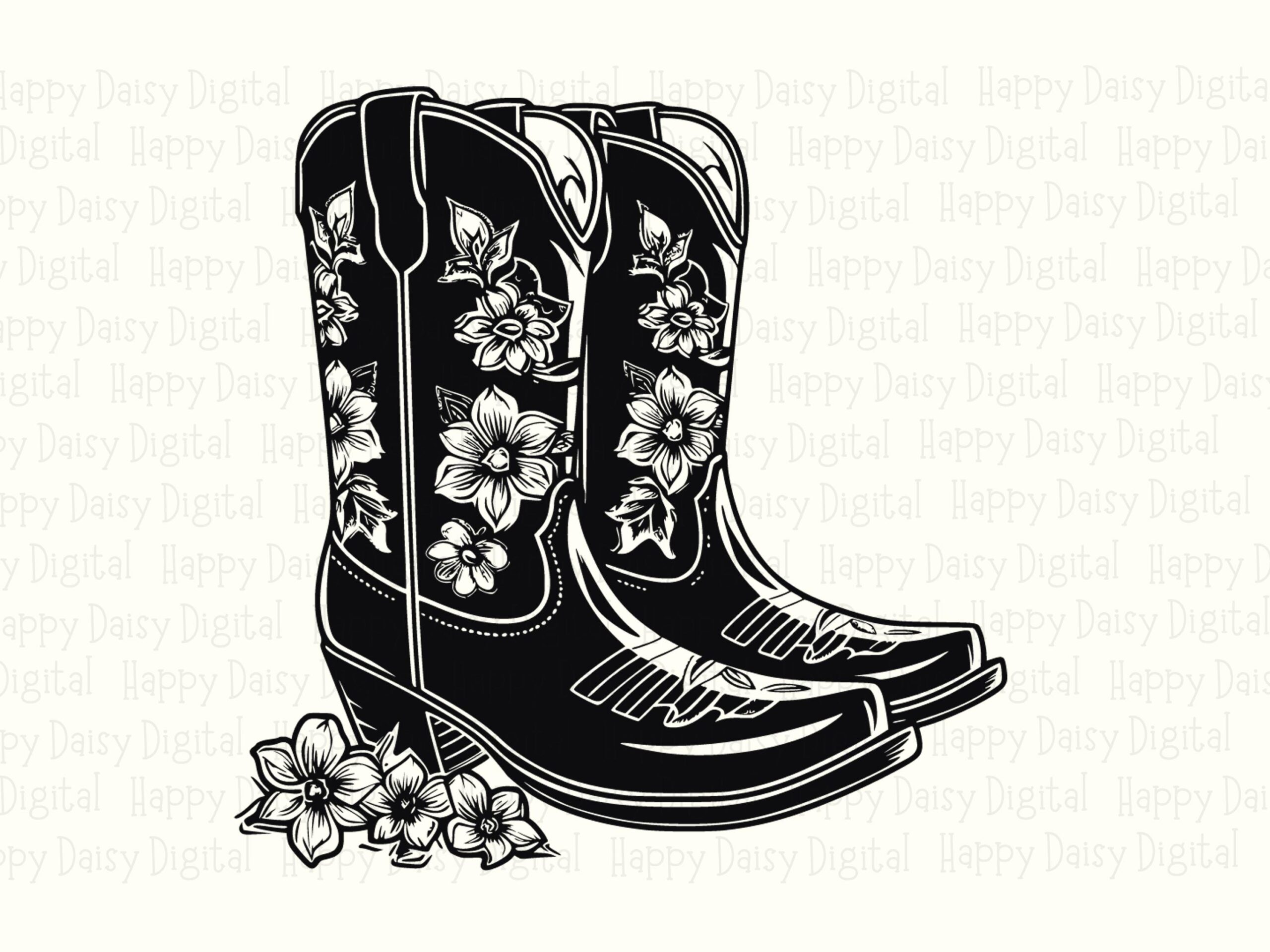 Floral Boot Outline PNG SVG | Sublimation Commercial Use POD - Image 2