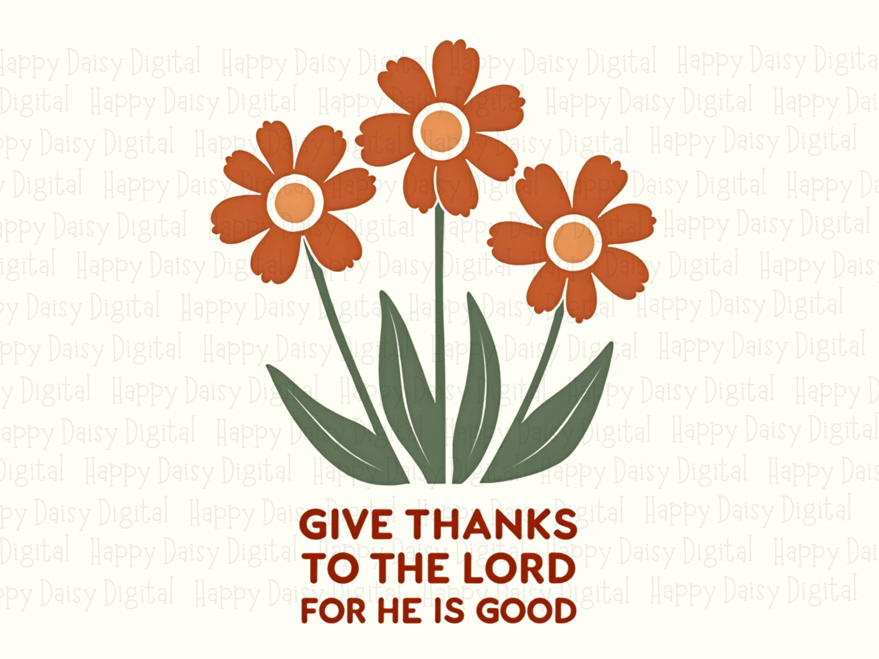 Give Thanks Orange Florals PNG | Sublimation Commercial Use POD - Image 2
