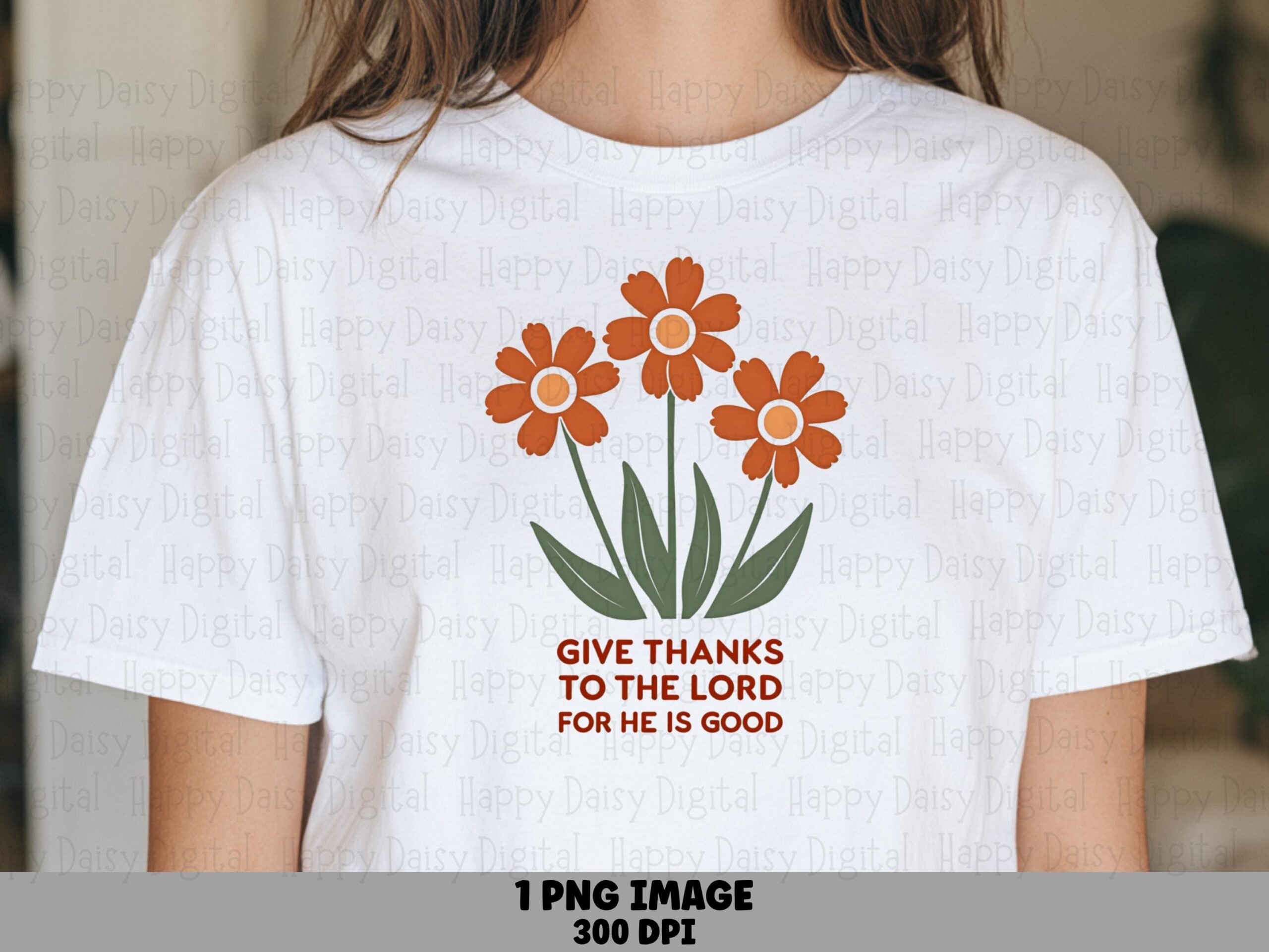 Give Thanks Orange Florals PNG | Sublimation Commercial Use POD