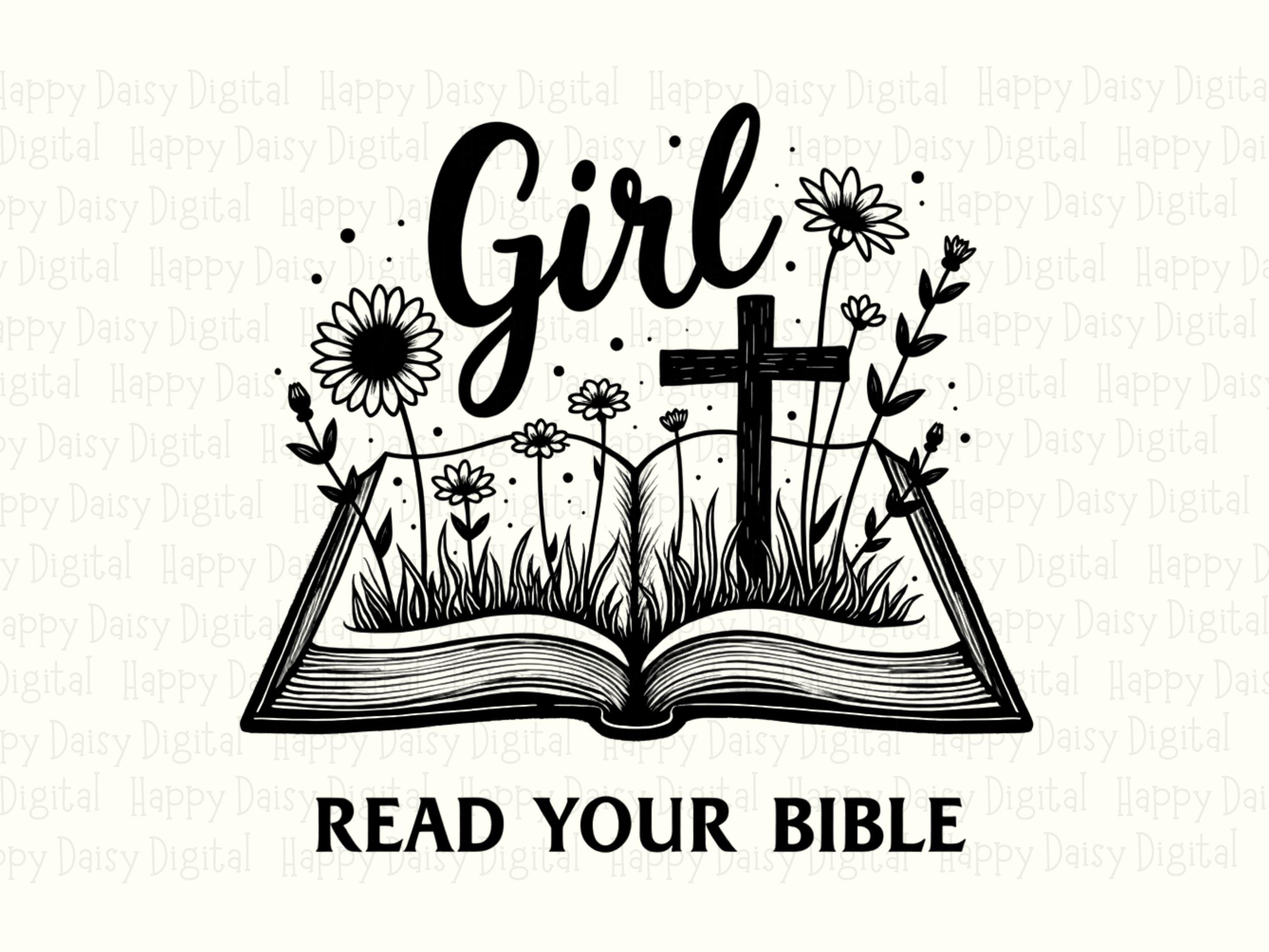 Girl Read Your Bible PNG | Sublimation Commercial Use POD - Image 2