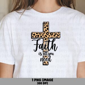 Leopard Cross Faith PNG | Sublimation Commercial Use POD