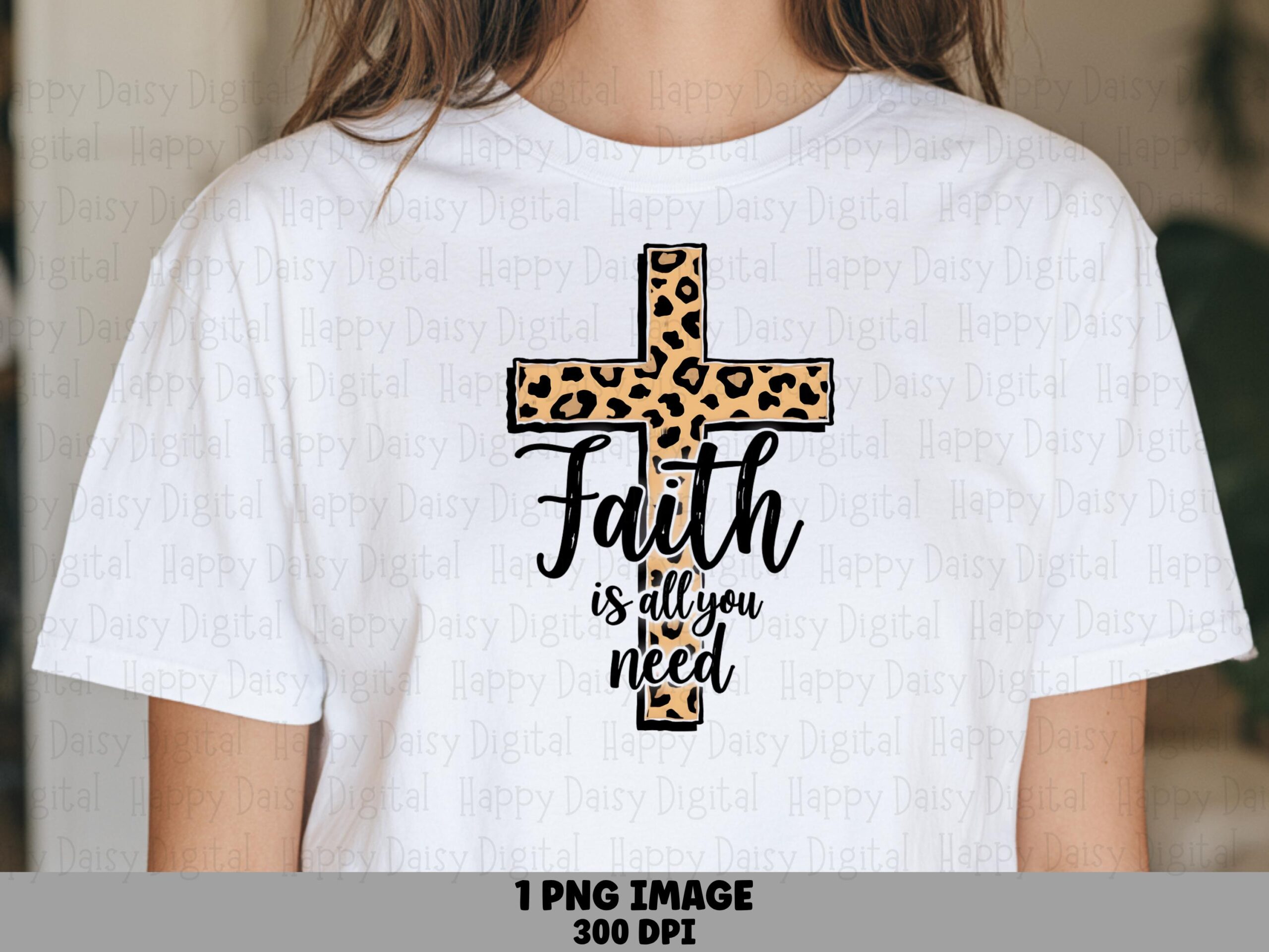 Leopard Cross Faith PNG | Sublimation Commercial Use POD