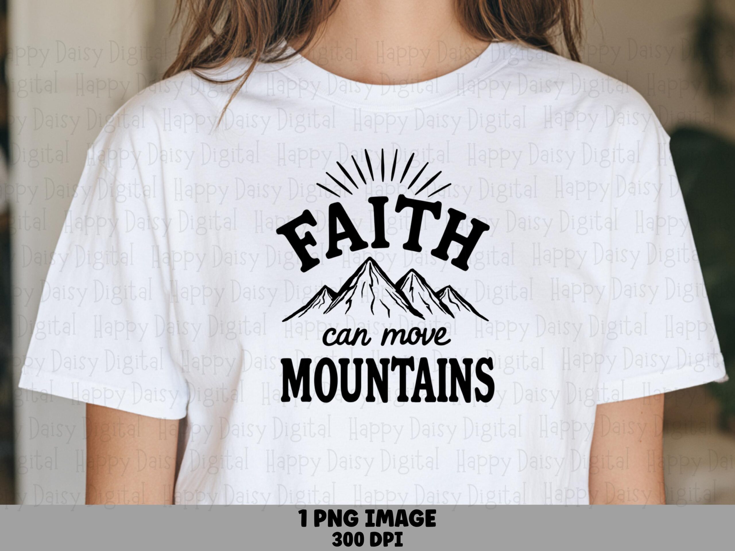 Faith Moves Mountains Line Art PNG | Sublimation Commercial Use POD
