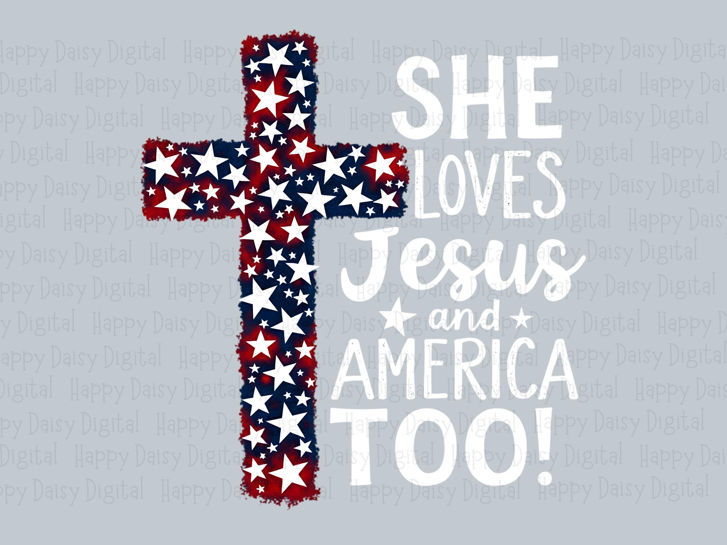 Patriotic Jesus Cross PNG | Sublimation Commercial Use POD - Image 2