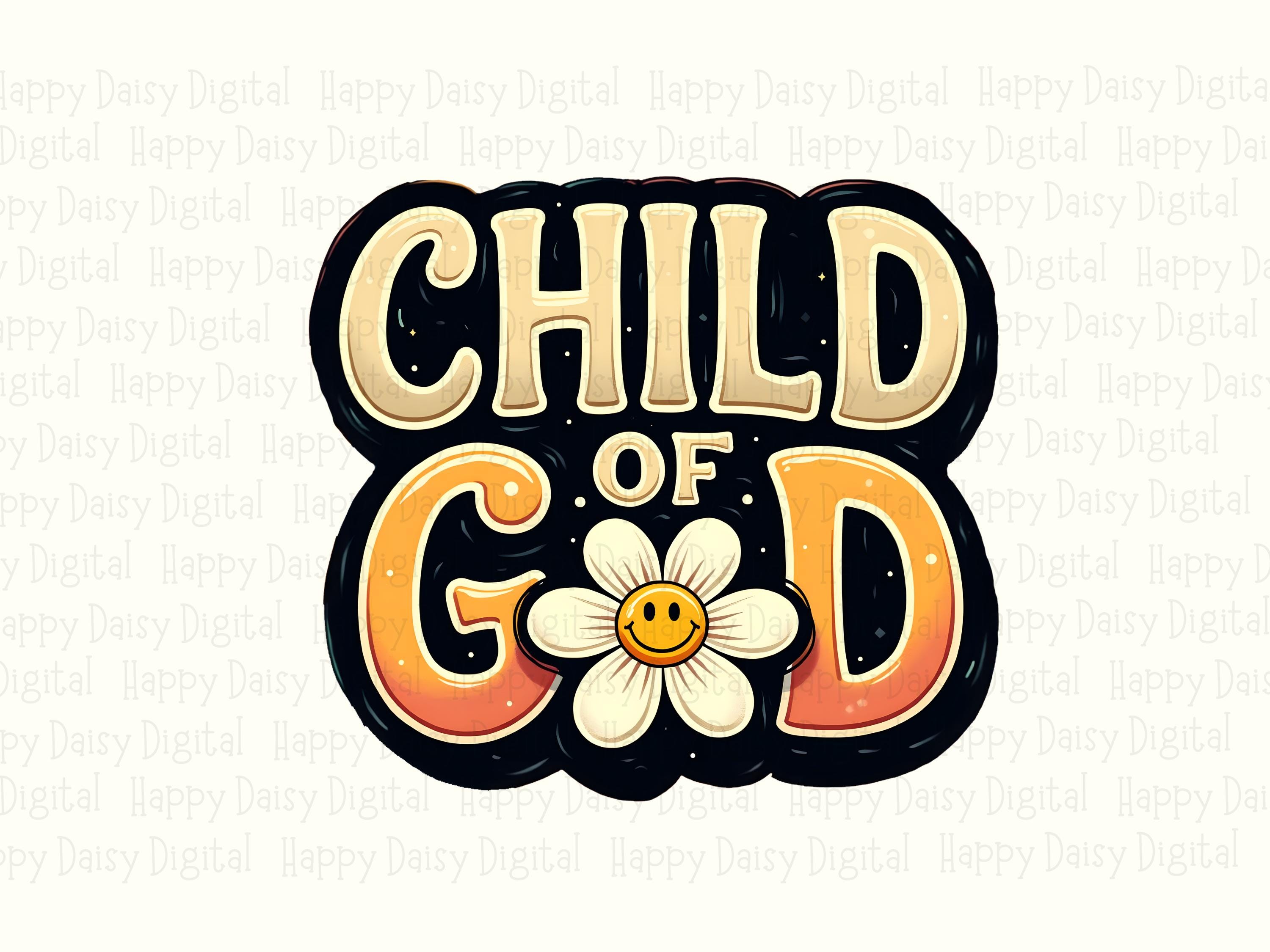 Retro Smiley Child Of God PNG | Sublimation Commercial Use POD - Image 2