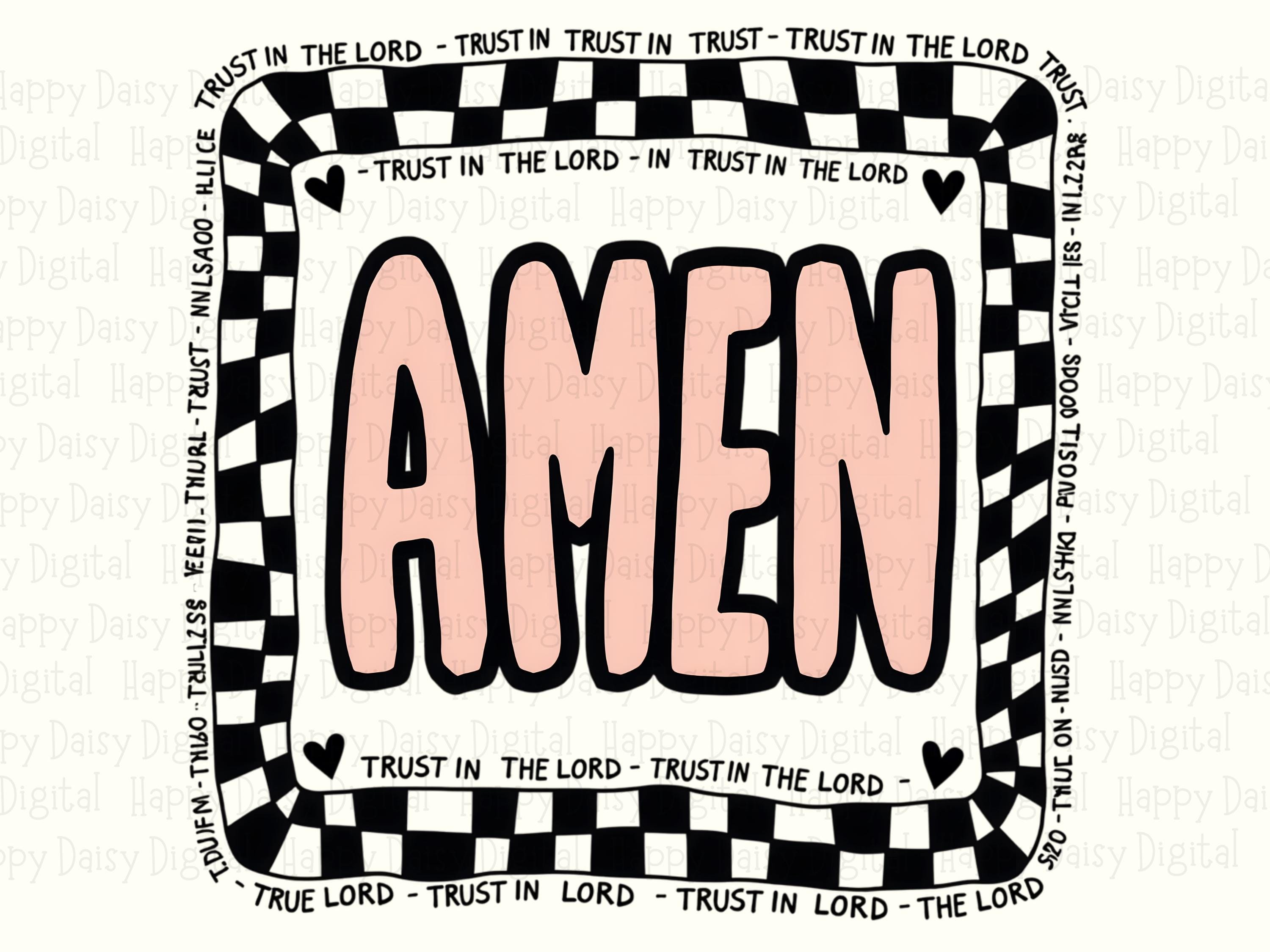 Checkered Amen PNG | Sublimation Commercial Use POD - Image 2
