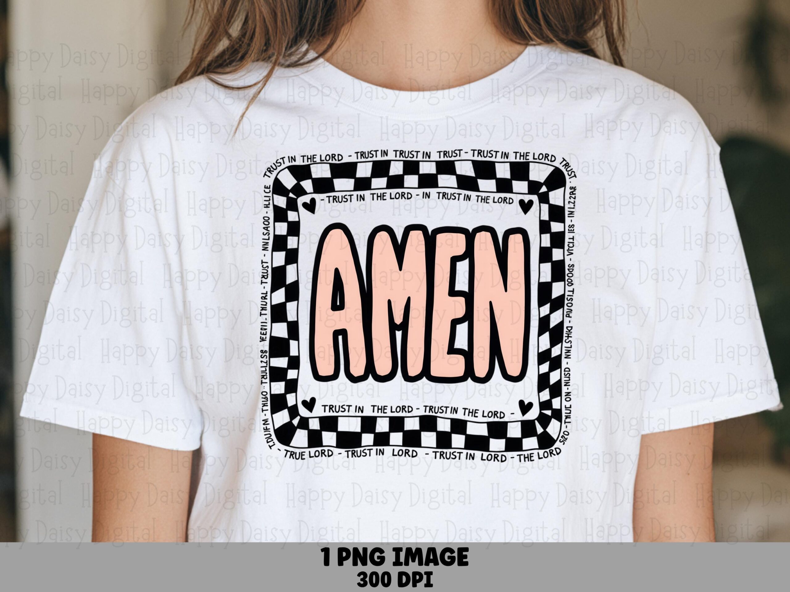 Checkered Amen PNG | Sublimation Commercial Use POD