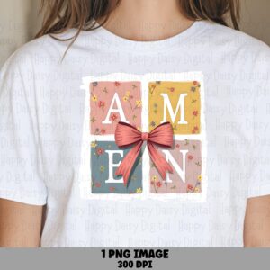 Floral Tile Amen PNG | Sublimation Commercial Use POD
