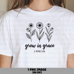 Grow In Grace Wildflowers PNG | Sublimation Commercial Use POD