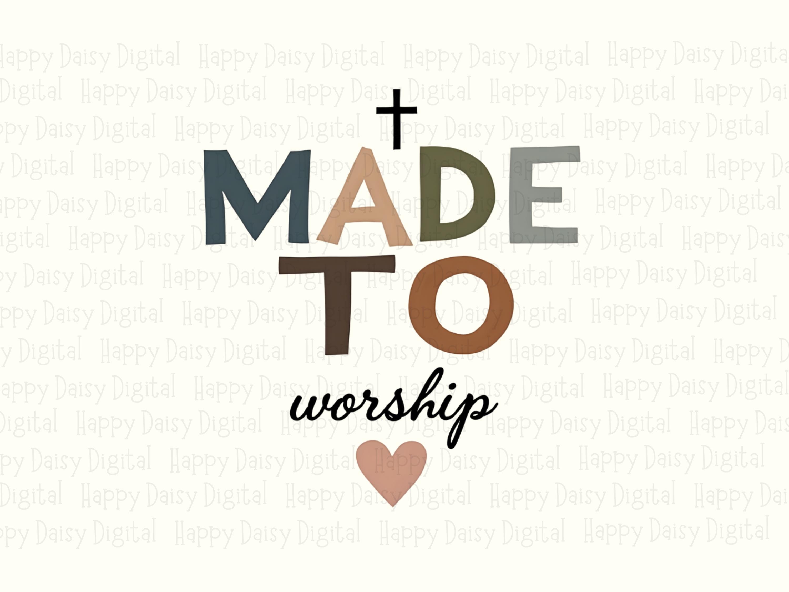 Made To Worship Cross PNG | Sublimation Commercial Use POD - Image 2