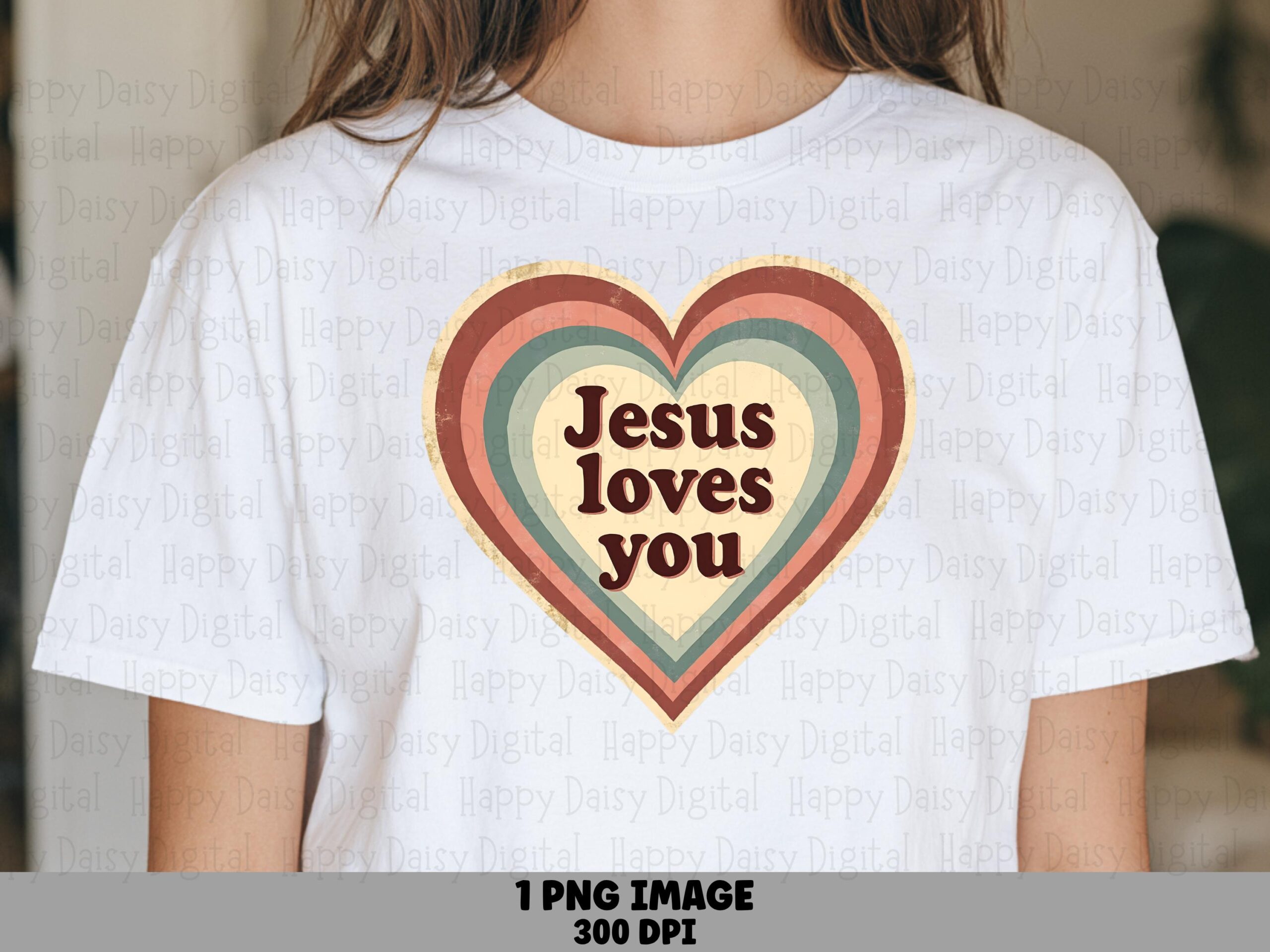 Jesus Loves You Heart PNG | Sublimation Commercial Use POD