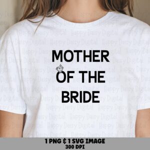Mother Of Bride Design, Bold Sans-Serif Text PNG SVG, Diamond Ring Accent | Commercial Use | Print-Ready 300 DPI