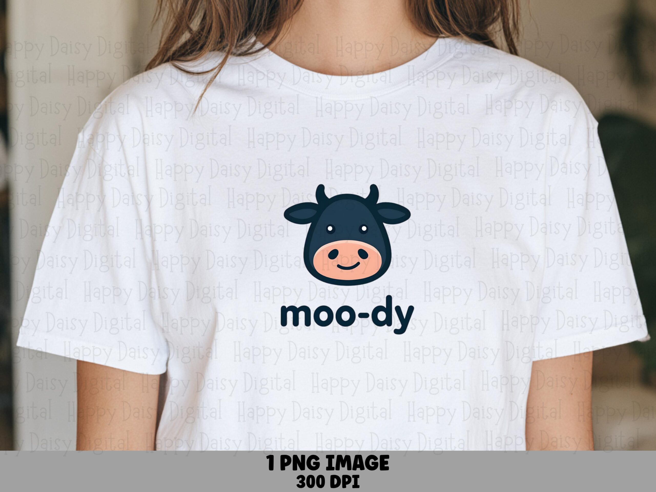 Cow PNG Design, Moody Minimalist Face Graphic | Commercial Use, 300 DPI, Transparent Background, POD