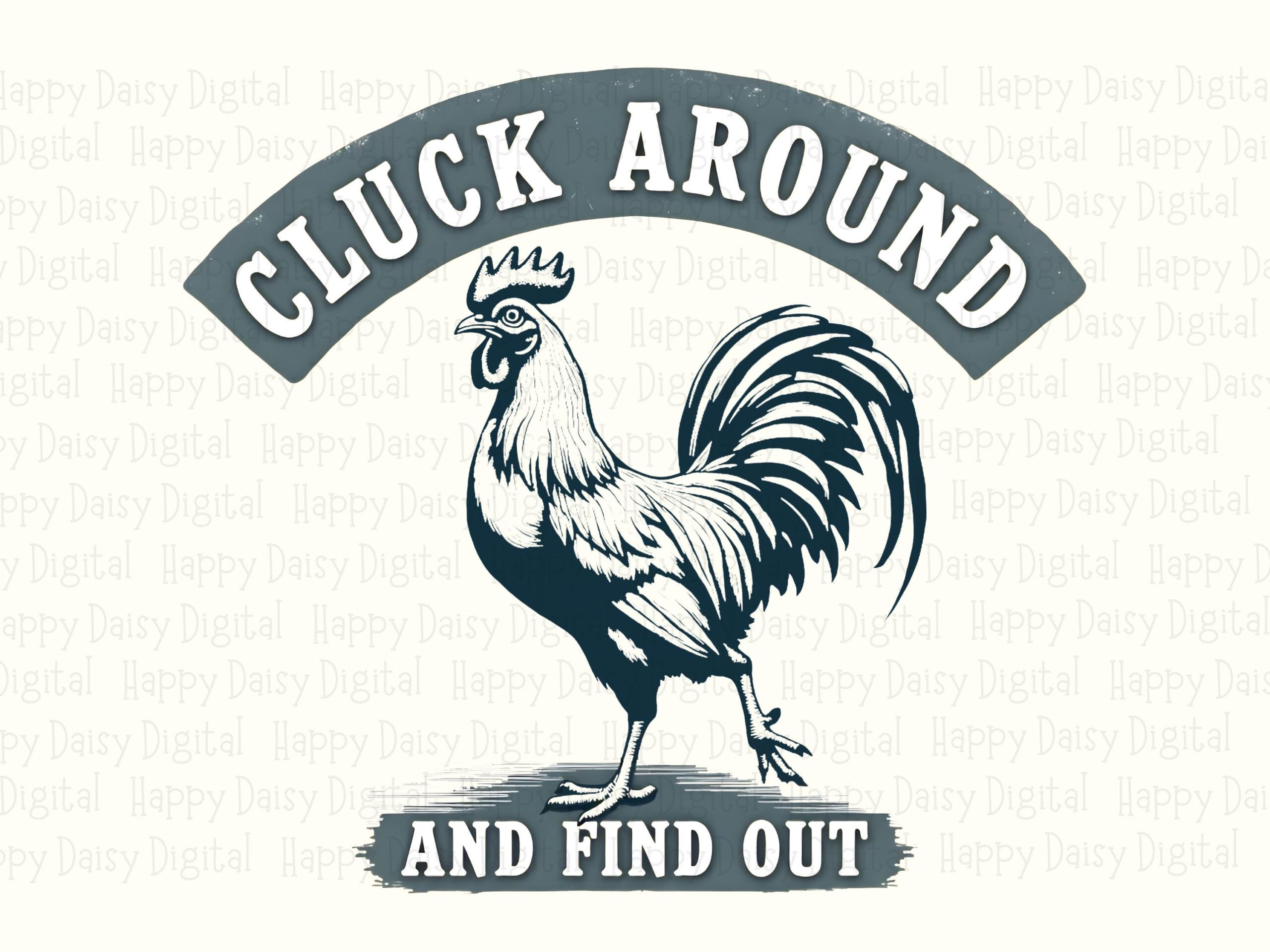 Cluck And Find Out, Vintage Rooster Badge PNG | Sublimation Commercial Use | Print-Ready 300 DPI - Image 2