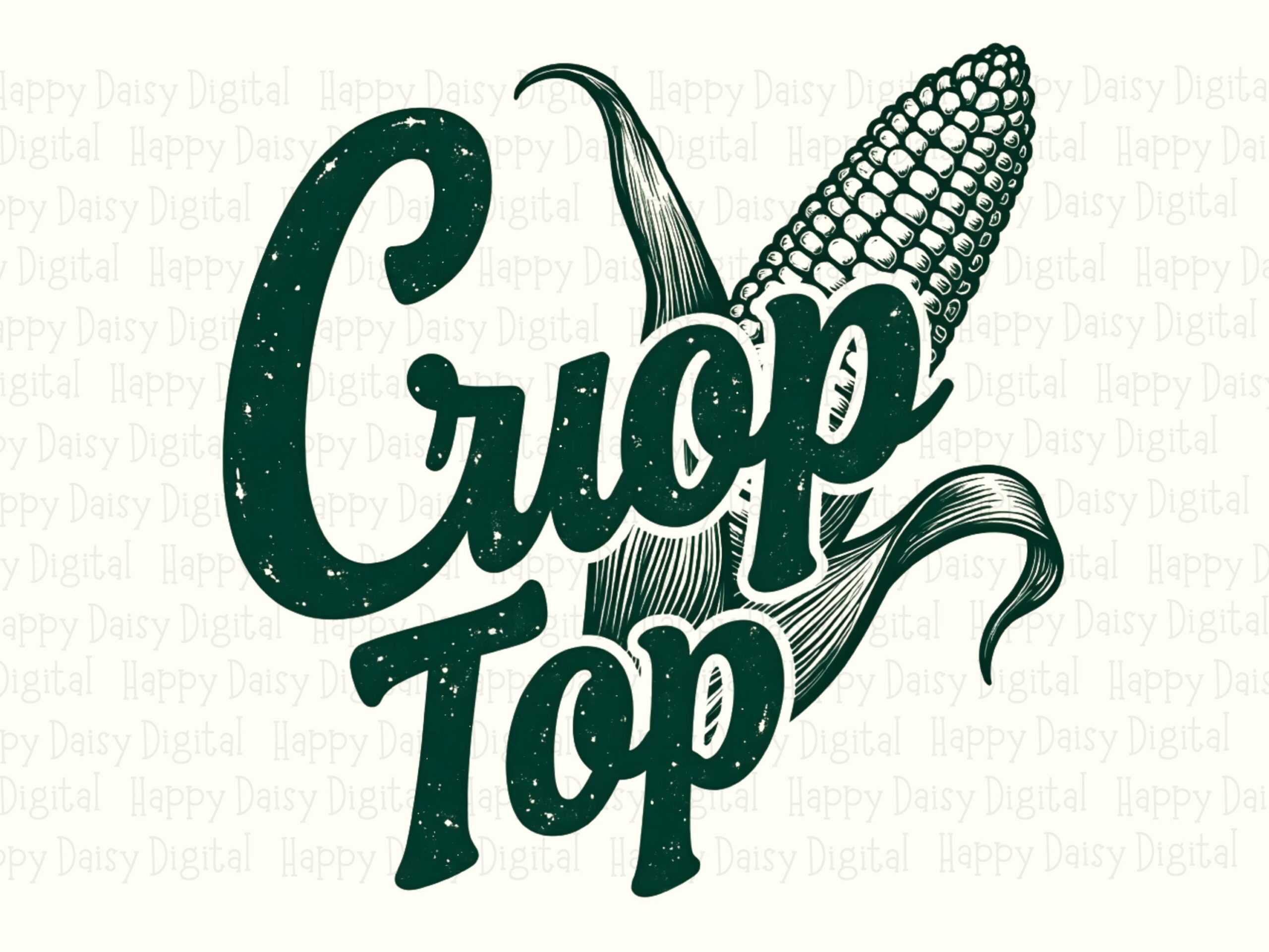 Green Corn Crop Top, Cob Script PNG, Hand-Lettered Design | 300 DPI, Sublimation, For POD Sellers, Commercial Use - Image 2