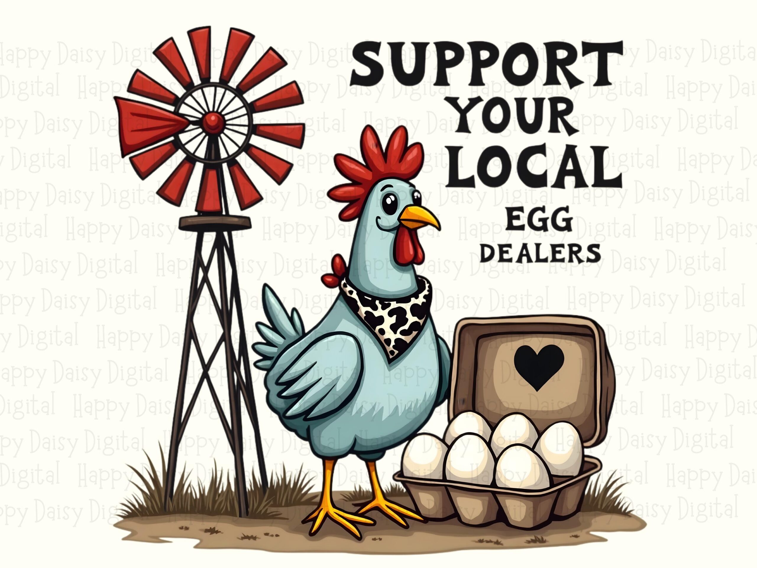 Chicken PNG Design, Farmhouse Hen Illustration | 300DPI File, Commercial Use License | Sublimation Ready - Image 2