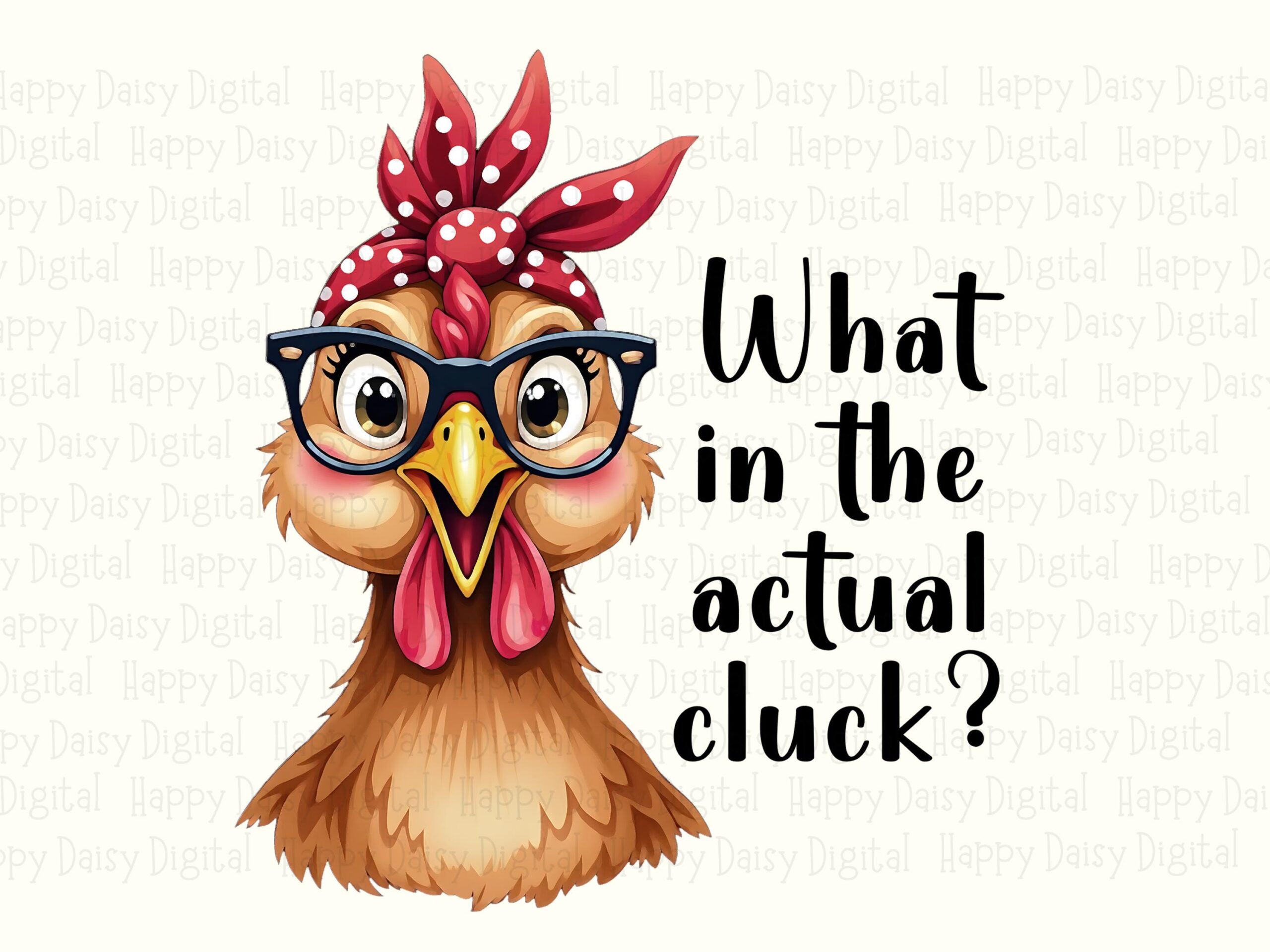 Actual Cluck Hen, Sassy Chicken PNG, Polka Dot Bandana Design - Sublimation, Commercial Use, 300 DPI - Image 2