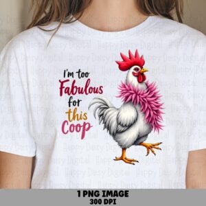 Glam Pink Rooster, Sassy Sublimation PNG - Commercial Use Clipart | 300 DPI, Transparent Background