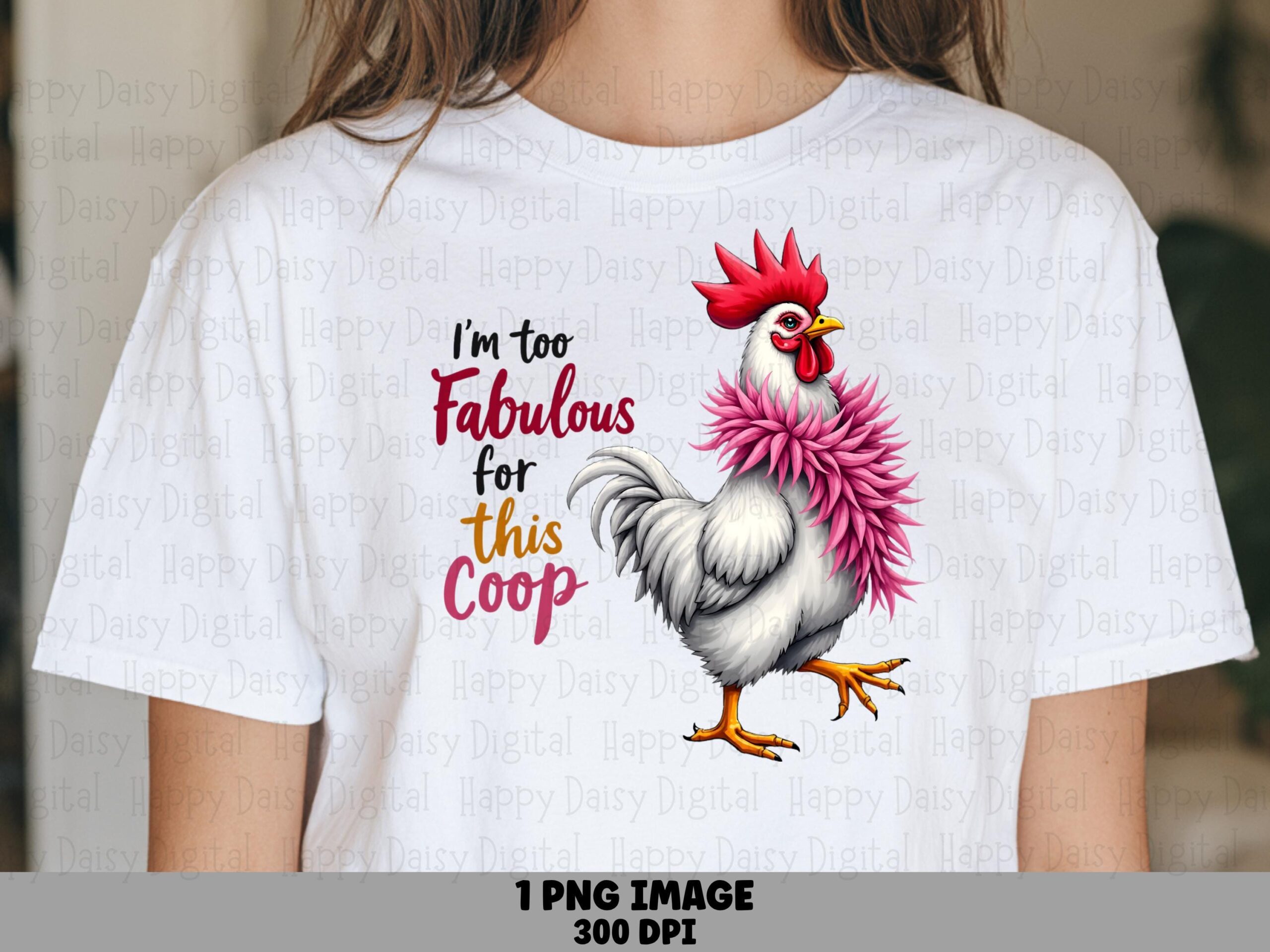 Glam Pink Rooster, Sassy Sublimation PNG - Commercial Use Clipart | 300 DPI, Transparent Background