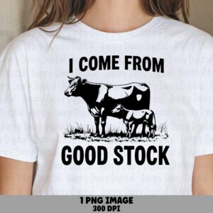 Cow PNG Design, Black Bovine And Calf Silhouette Clipart | 300 DPI, Sublimation, Commercial Use