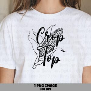 Black Corn Crop Top, Monochrome Cob Illustration | PNG Digital File, 300 DPI, Commercial Use License
