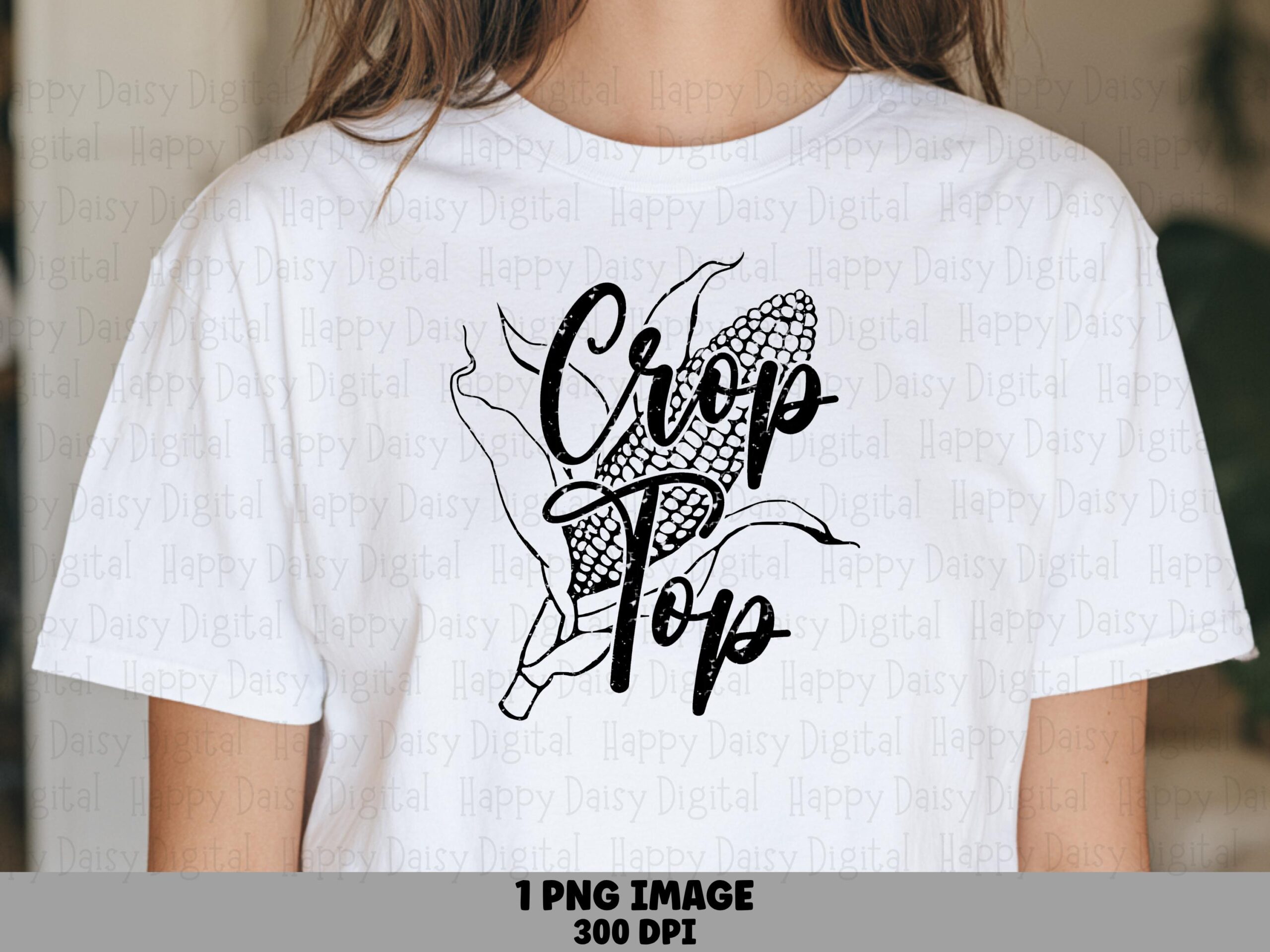 Black Corn Crop Top, Monochrome Cob Illustration | PNG Digital File, 300 DPI, Commercial Use License