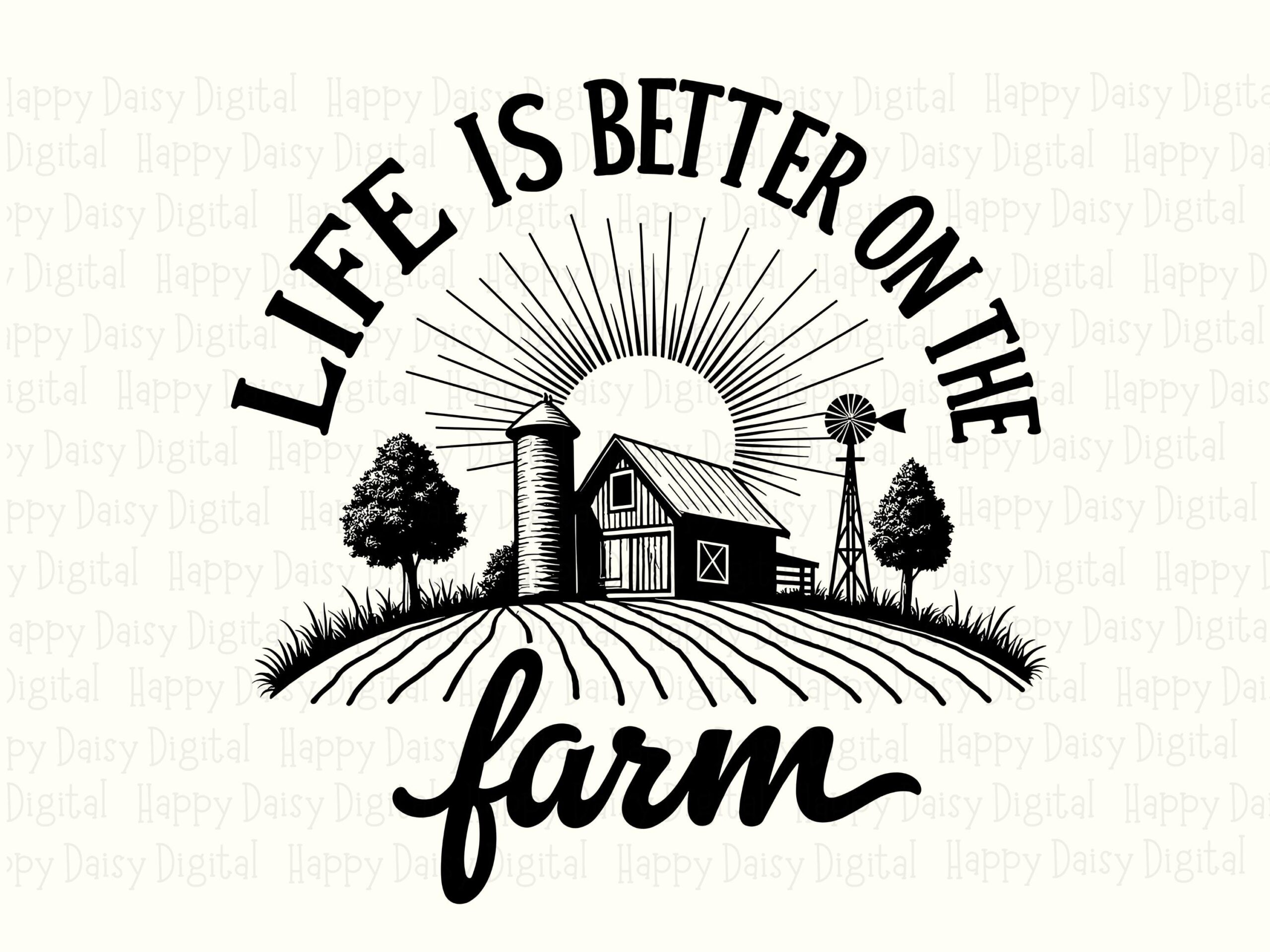 Sunburst Farm Scene, Farmhouse Sublimation Design - PNG & SVG Files | 300 DPI, Commercial Use - Image 2