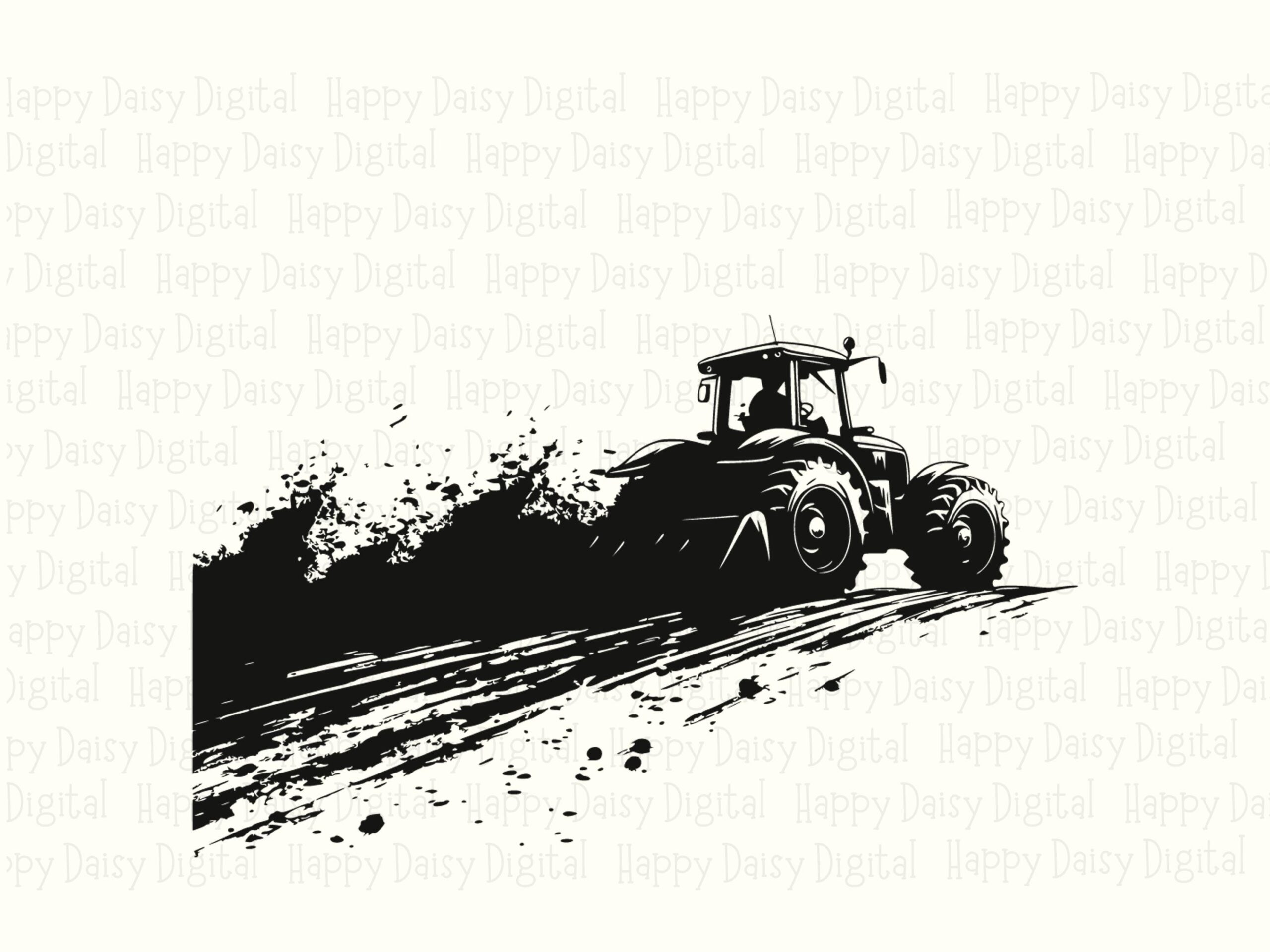 Tractor Plow Field, Grunge Splatter Plowing Silhouette PNG SVG | Sublimation, Commercial Use, POD-Friendly Files - Image 2