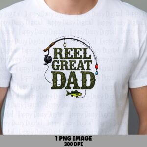 Camo Reel Great Dad, Bold Lettering Fishing PNG | Sublimation File, 300 DPI, Commercial License