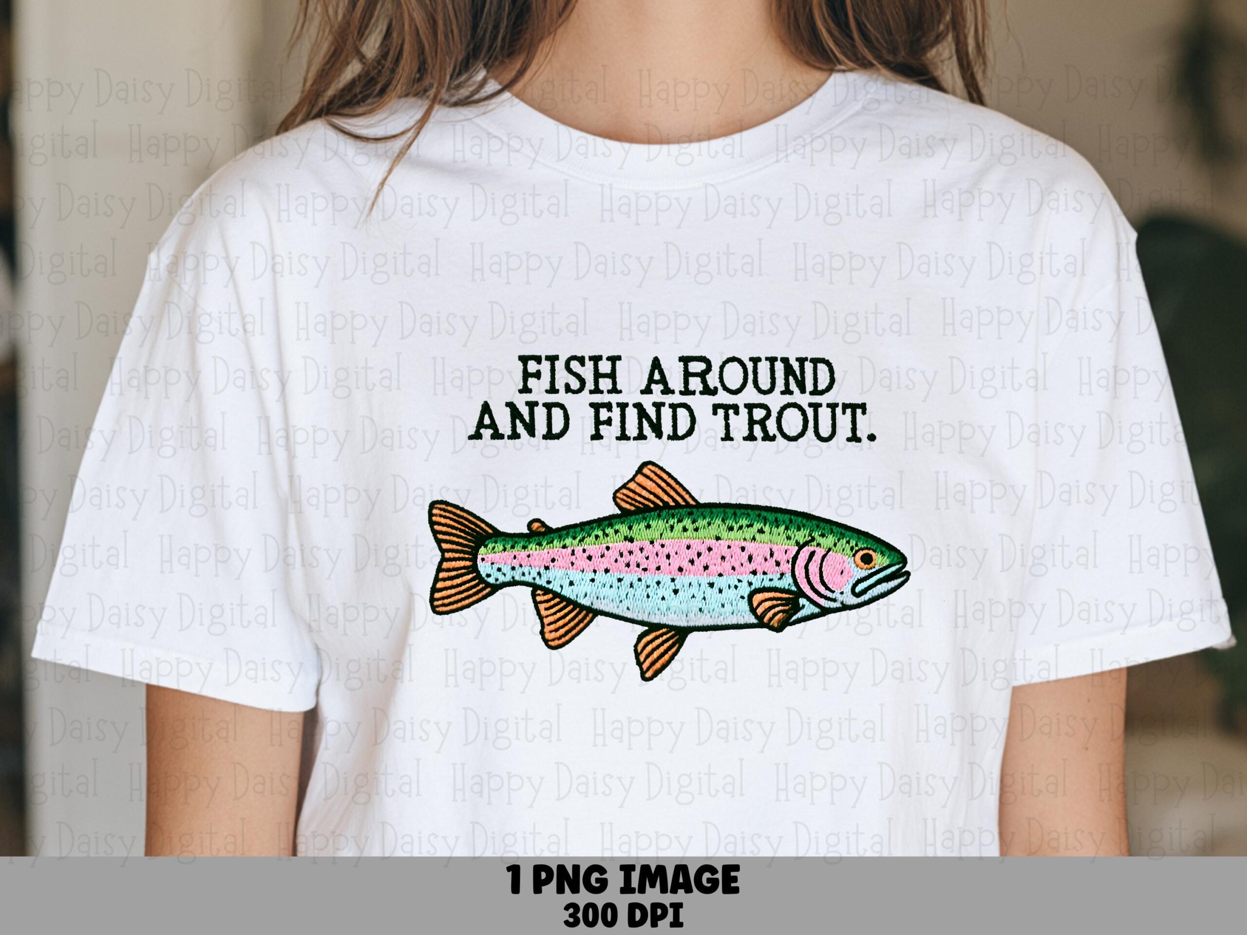 Fish Around Pun Text, Rainbow Trout PNG, Orange Fin Clipart | Sublimation, Commercial Use | 300 DPI