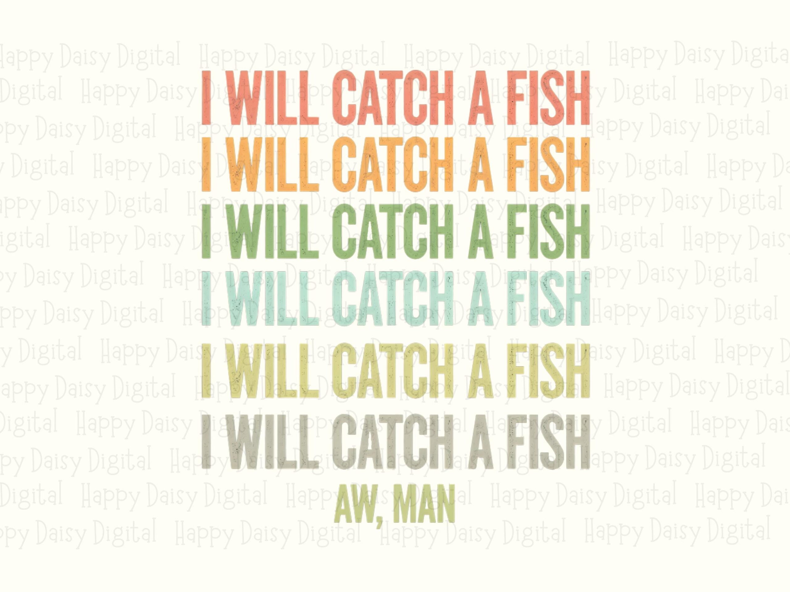 Fishing PNG Design, Retro Faded Rainbow Text Sublimation File | Commercial License, 300 DPI | Transparent - Image 2