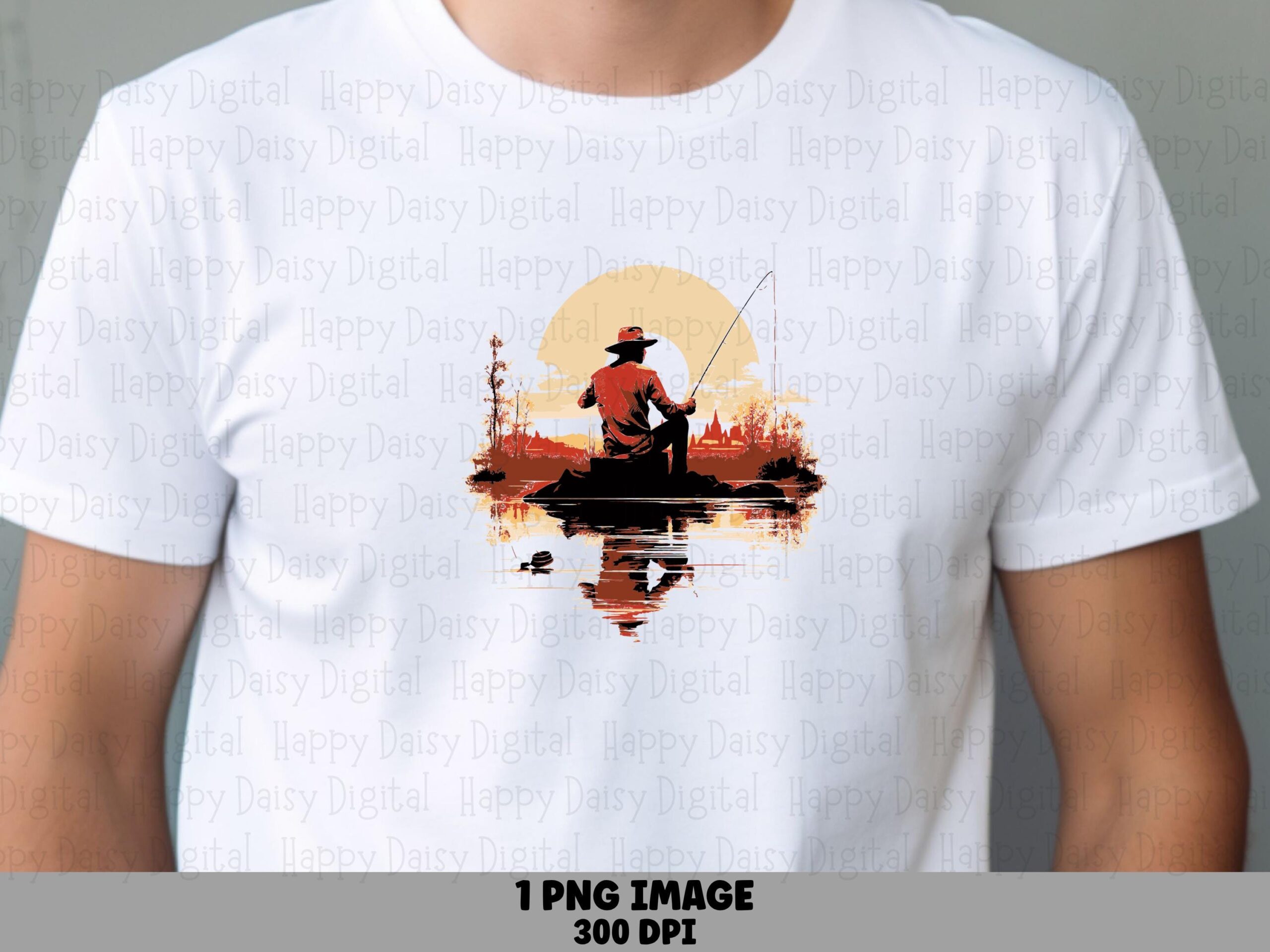 Golden Hour Boat Art, Warm Sunset Angler PNG, Duck Reflection | Sublimation File, 300 DPI, Commercial Use