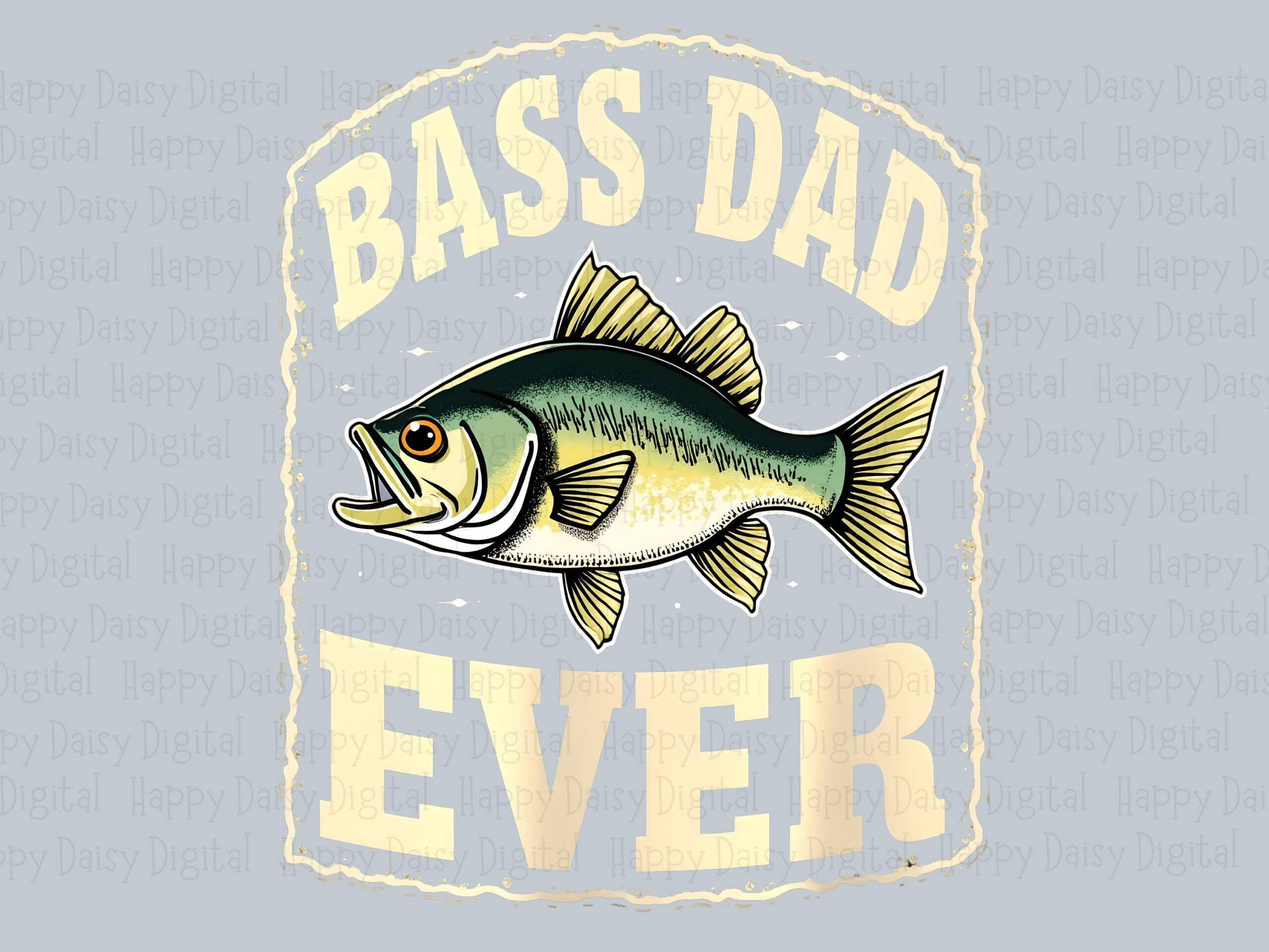 Bass PNG Design, Distressed Arch Badge Sublimation, Green Fish Illustration - Lettering, 300 DPI, Commercial Use - Image 2