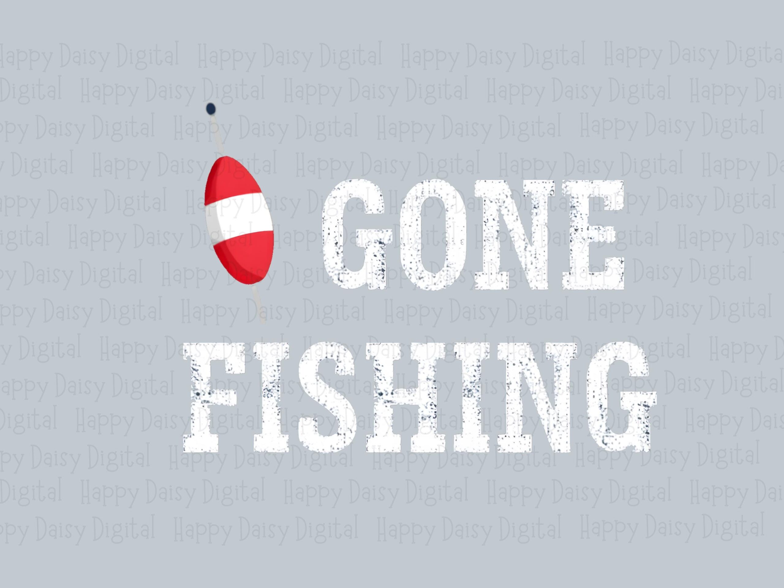 Red White Bobber Art, Gone Fishing Design PNG | Sublimation, Commercial Use | Transparent 300 DPI - Image 2