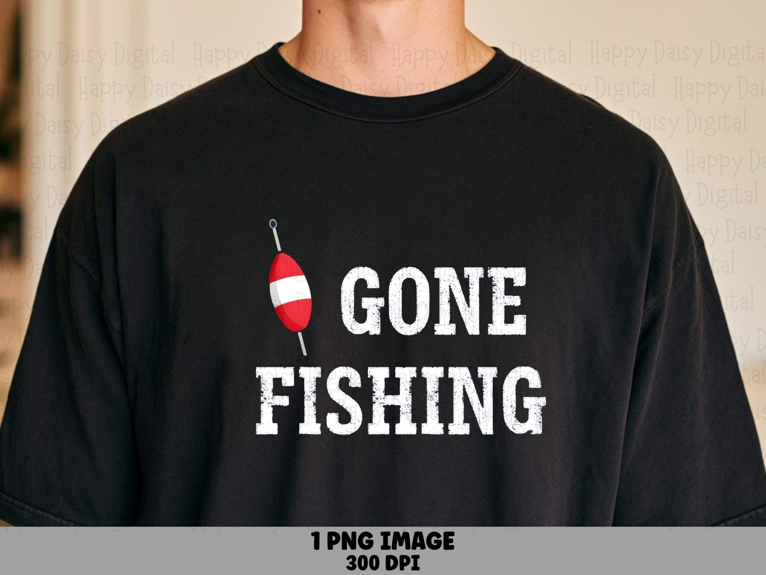 Red White Bobber Art, Gone Fishing Design PNG | Sublimation, Commercial Use | Transparent 300 DPI
